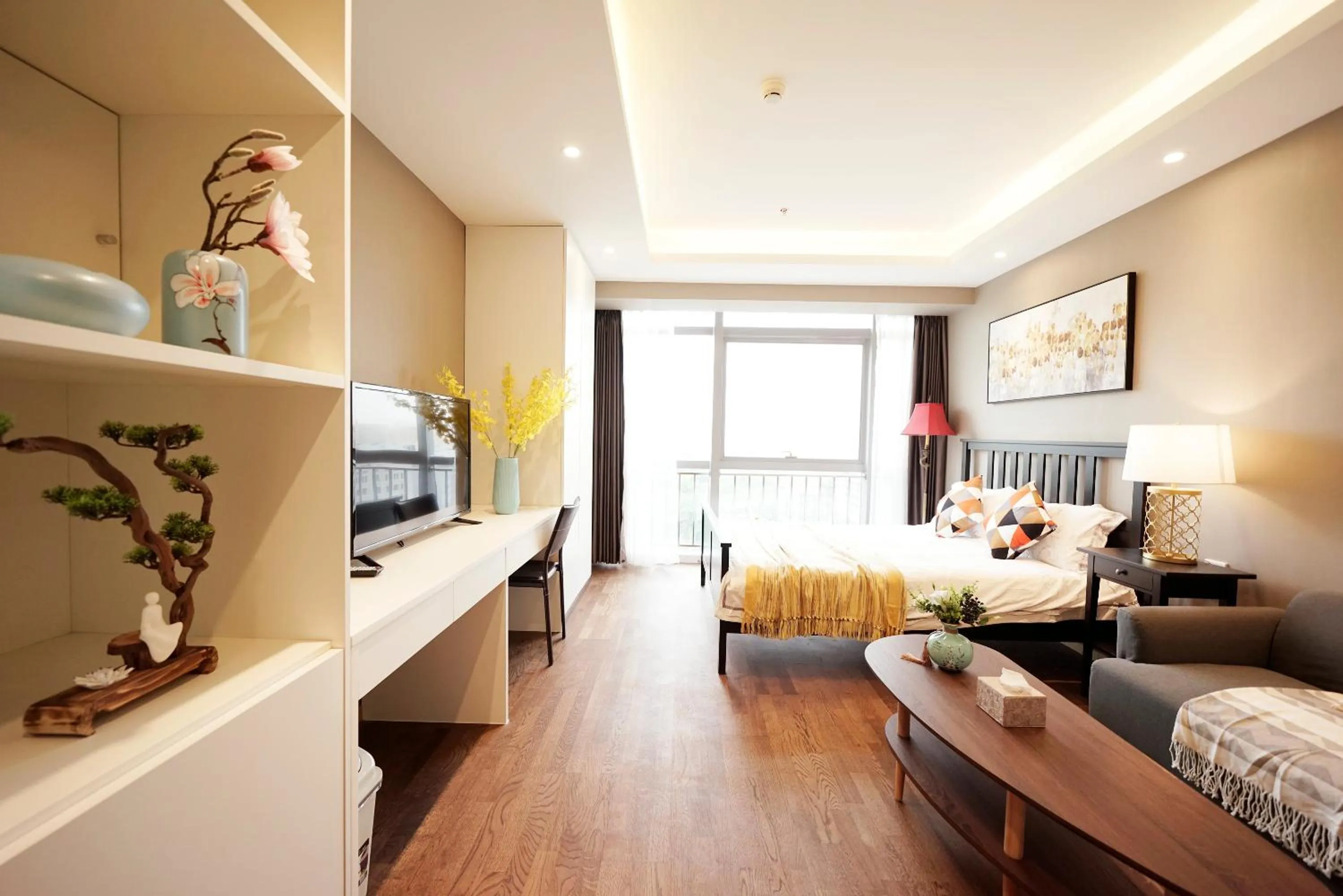 Bed in Yashi International Aparthotel