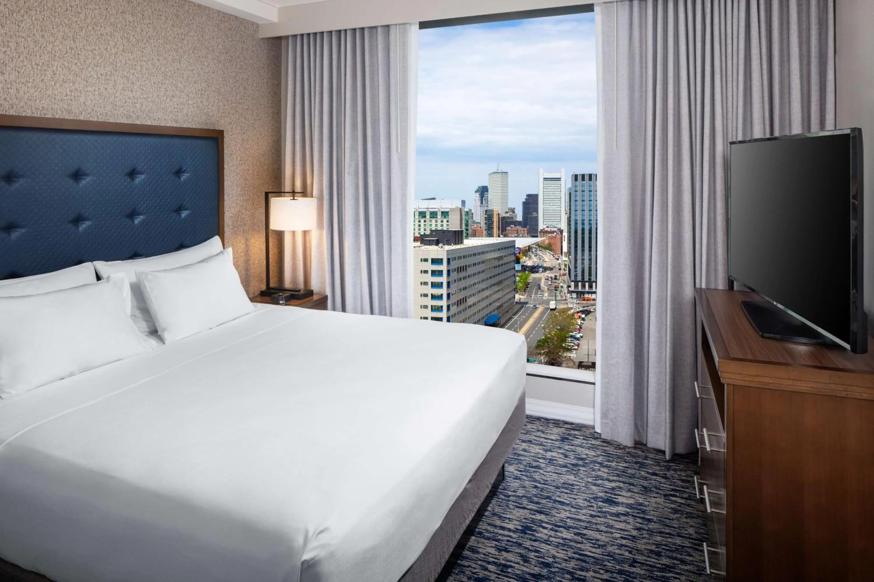 Bed in Homewood Suites by Hilton Boston Seaport District