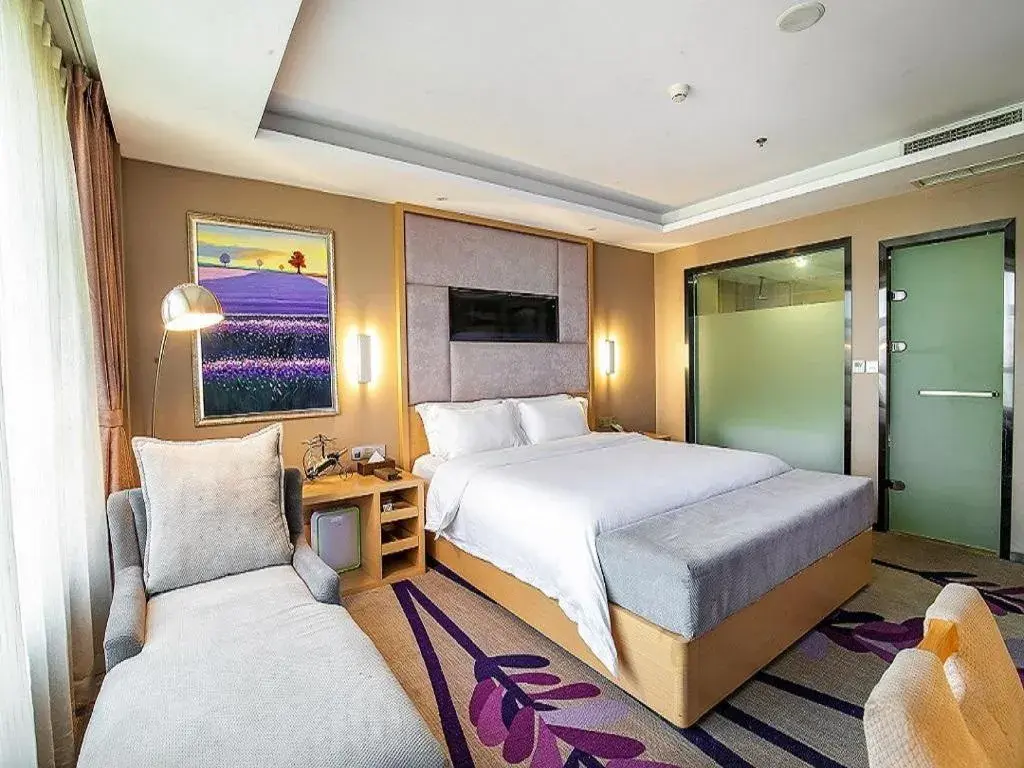 Bed in Lavande Hotel Leshan High-speed Railway Station Wanda Plaza Bed in Lavande Hotel Leshan High-speed Railway Station Wanda Plaza
