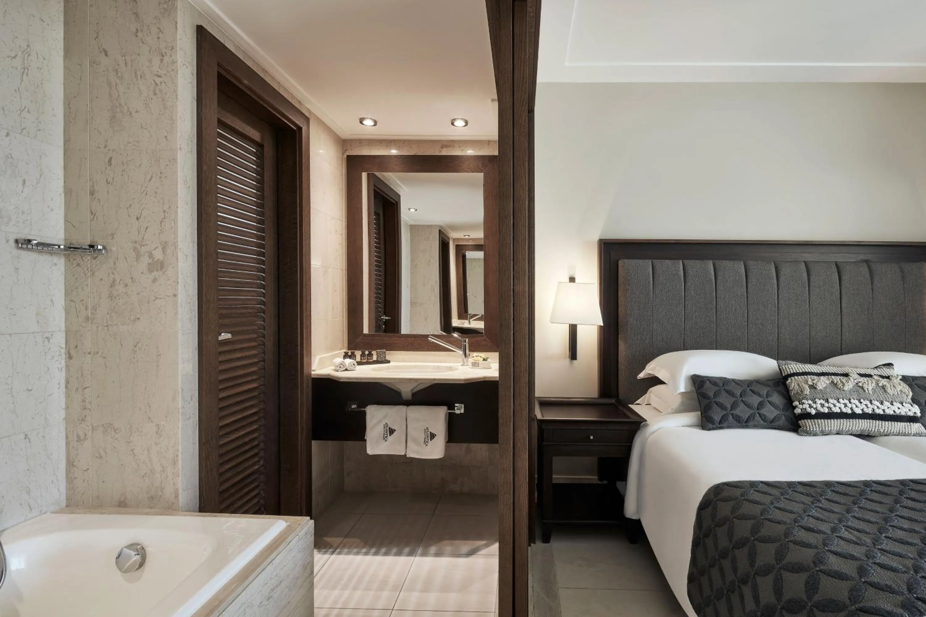 Bathroom, Bed in Atlantica Belvedere Resort - Adults Only