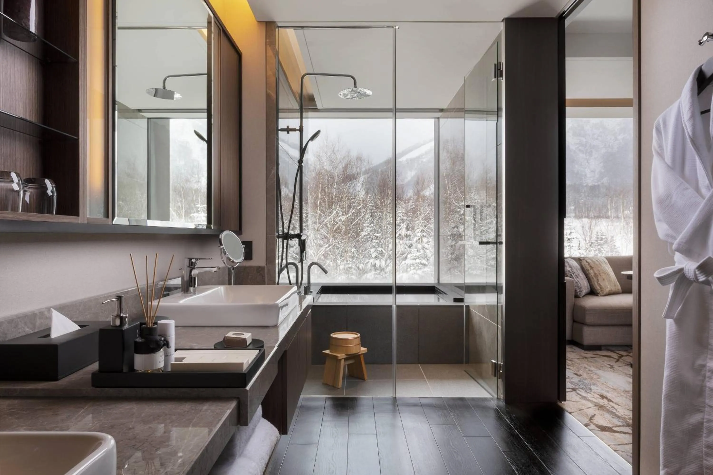 Bathroom, Bed in Higashiyama Niseko Village, a Ritz-Carlton Reserve