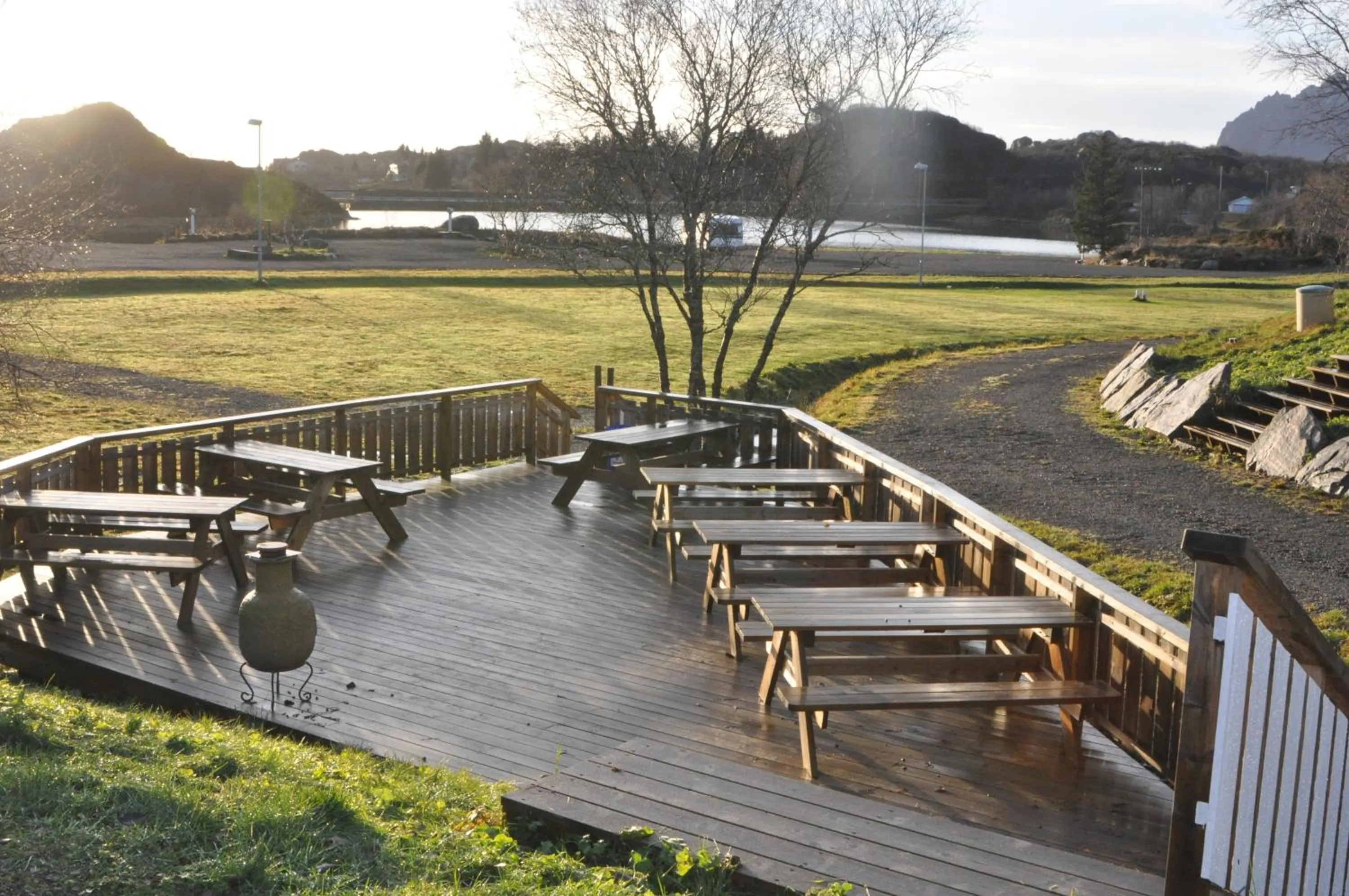 Balcony/Terrace in Kabelvåg Feriehus & Camping
