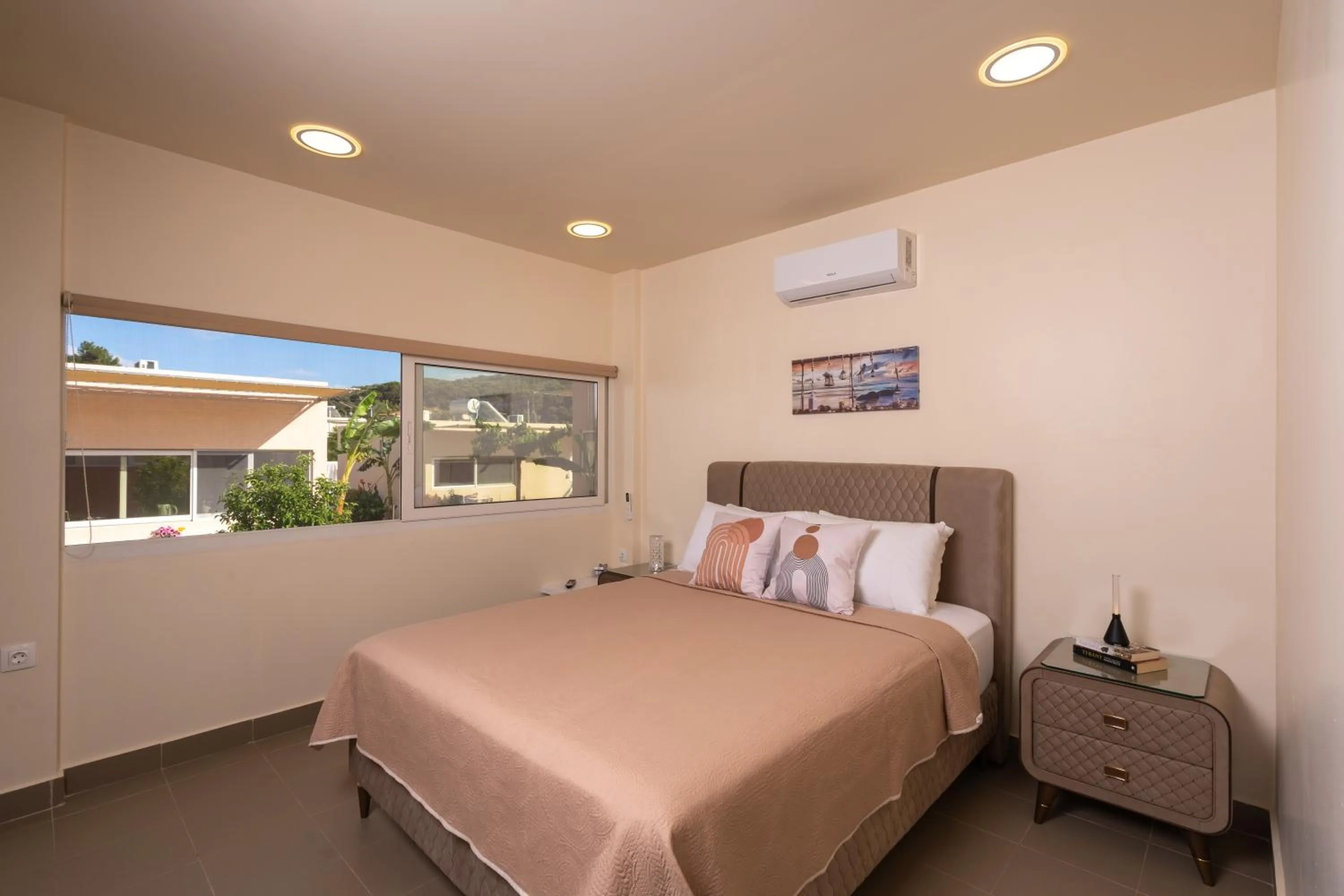 Bed in Modular Bungalows With Heated Pool Artemis Greece