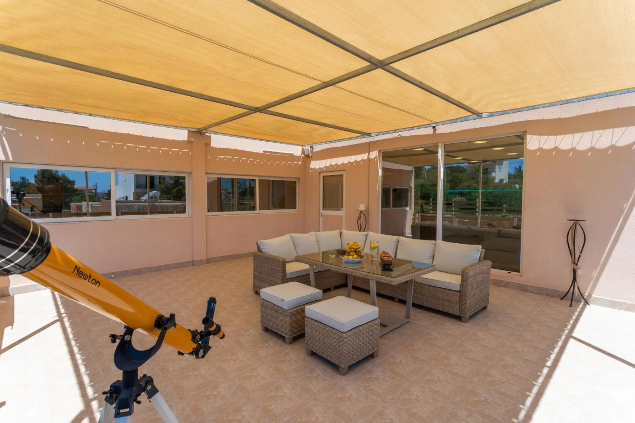 Patio in Modular Bungalows With Heated Pool Artemis Greece