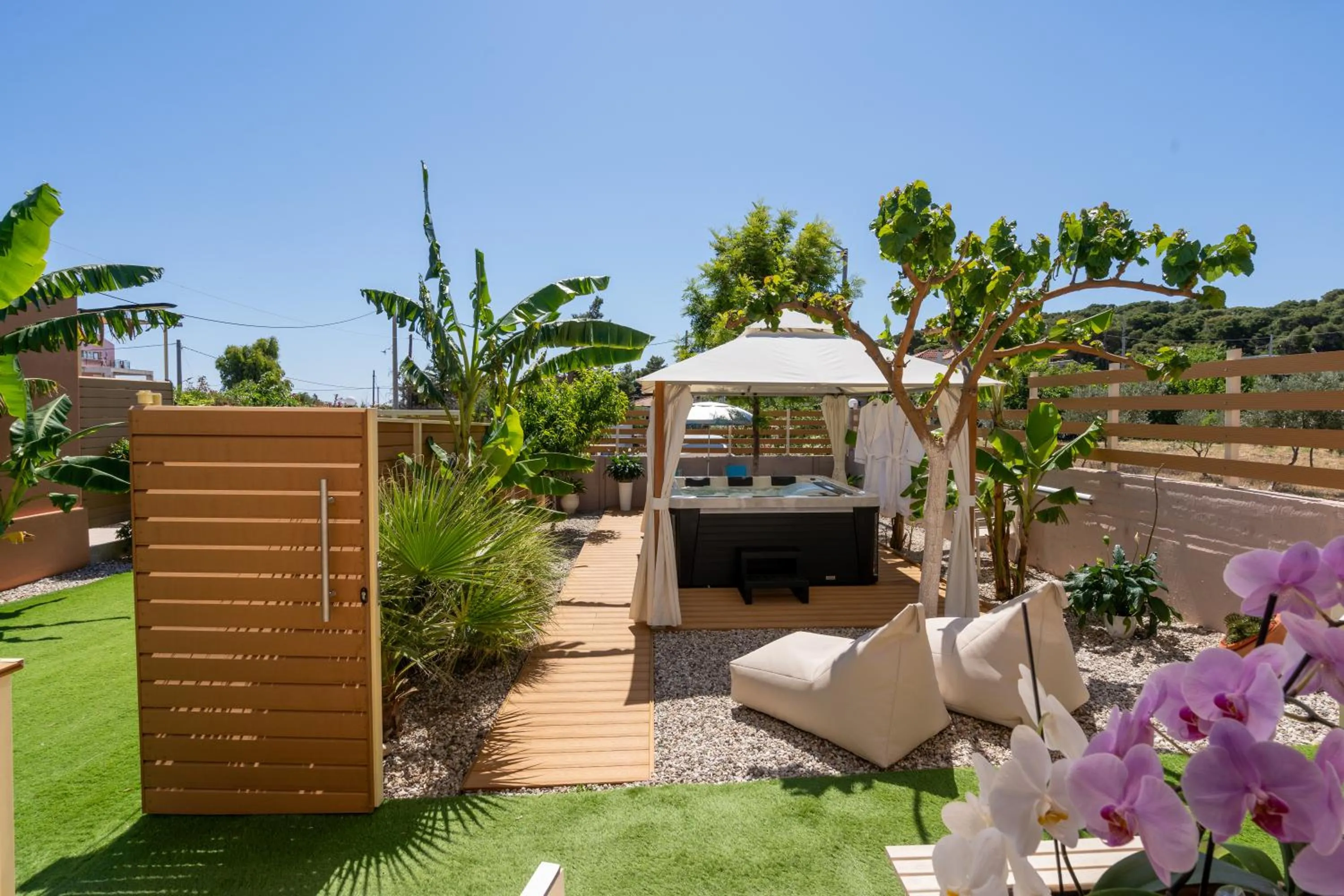 Garden in Modular Bungalows With Heated Pool Artemis Greece