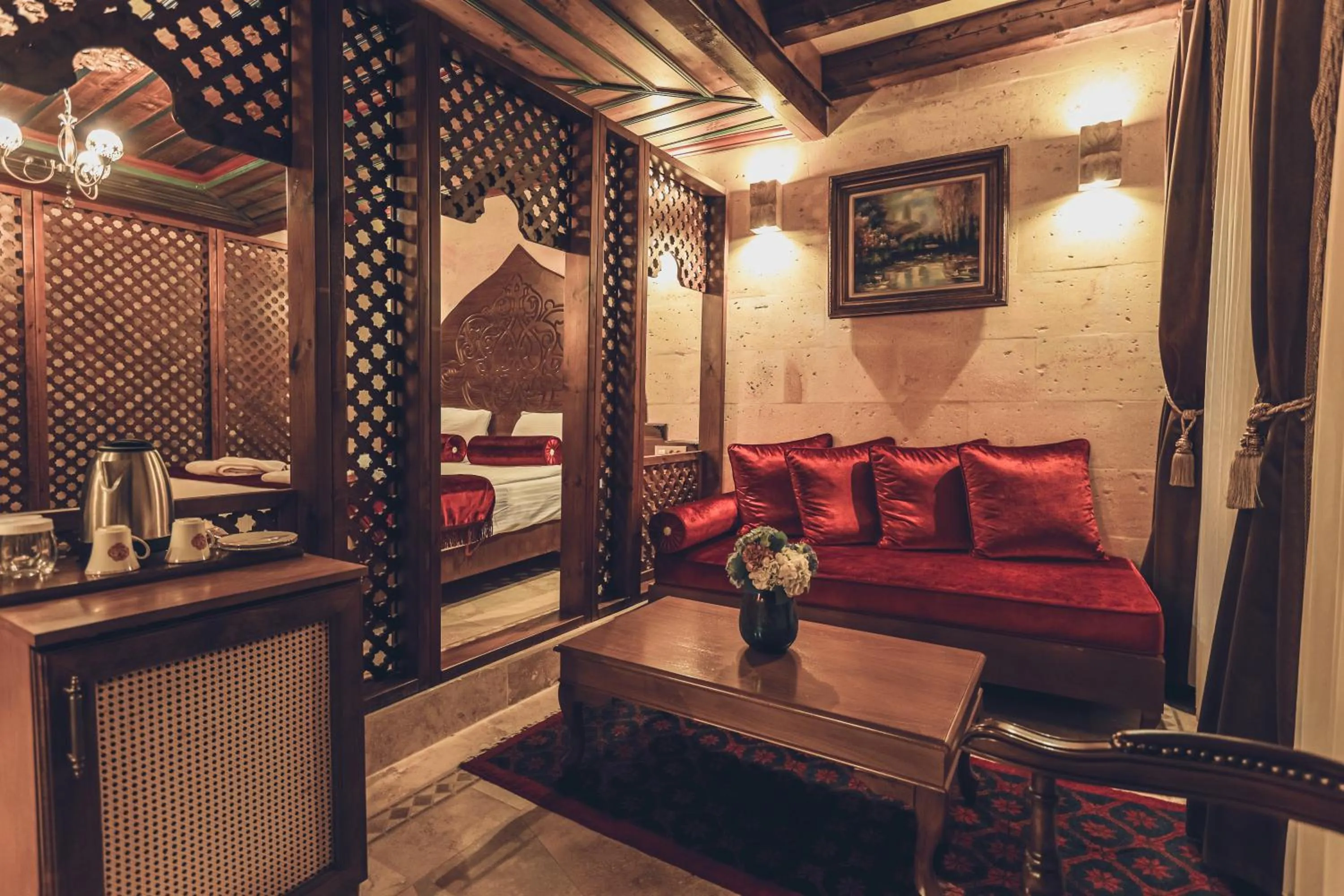 Seating area in Sobek Stone House Cappadocia