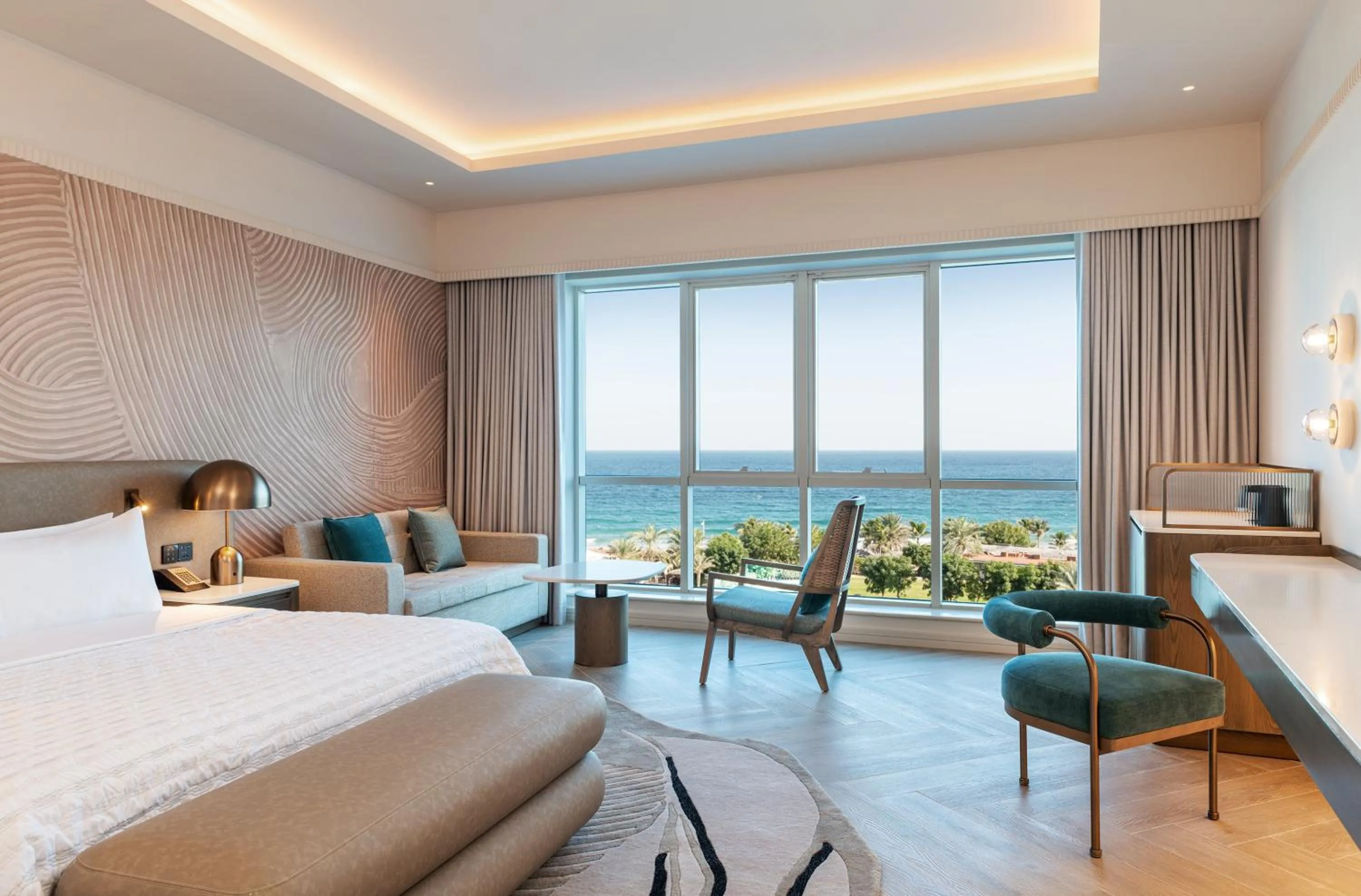 Bed in Le Meridien Al Aqah Beach Resort