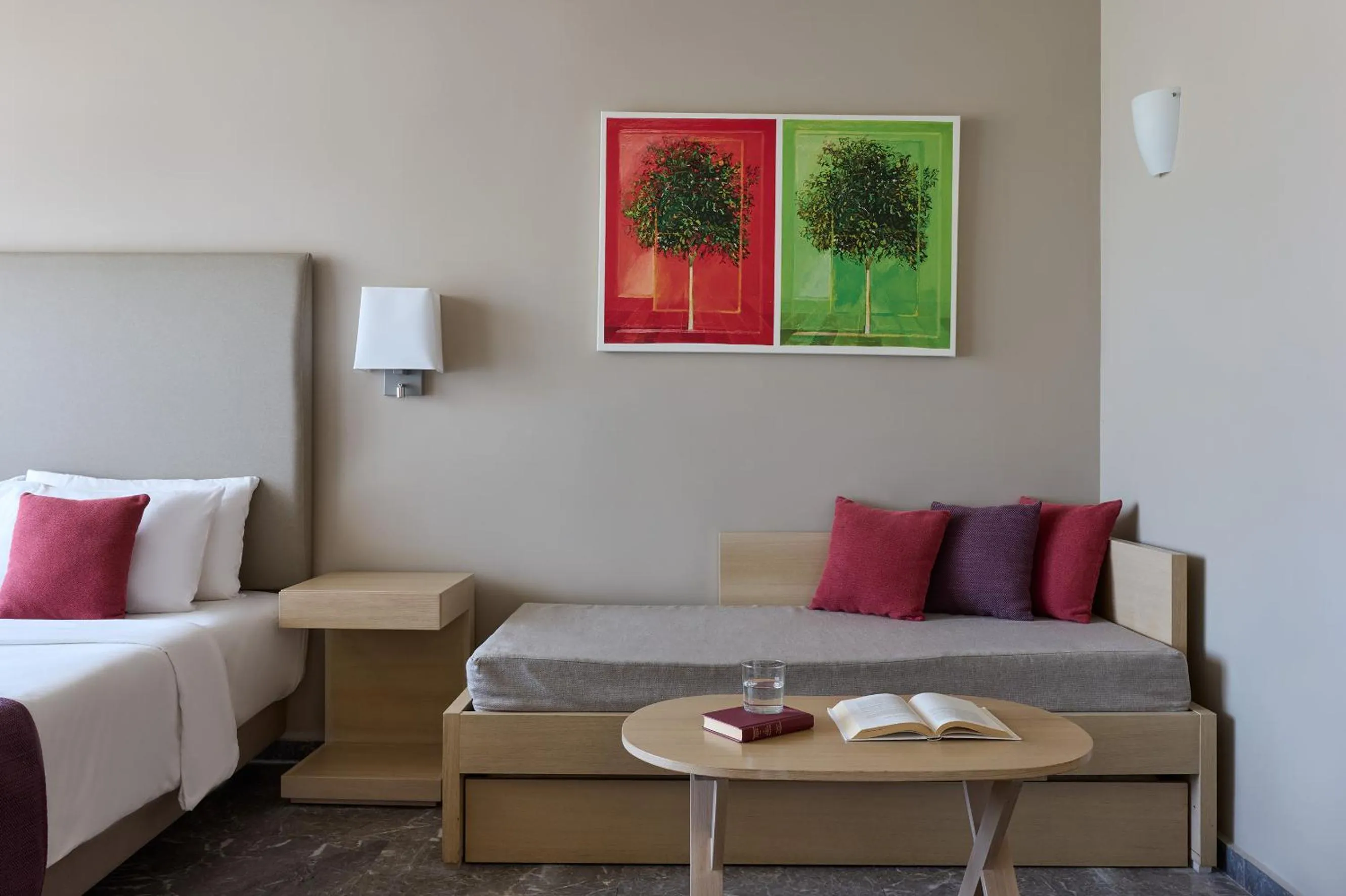 Seating area, Bed in Atlantica Akti Zeus Hotel