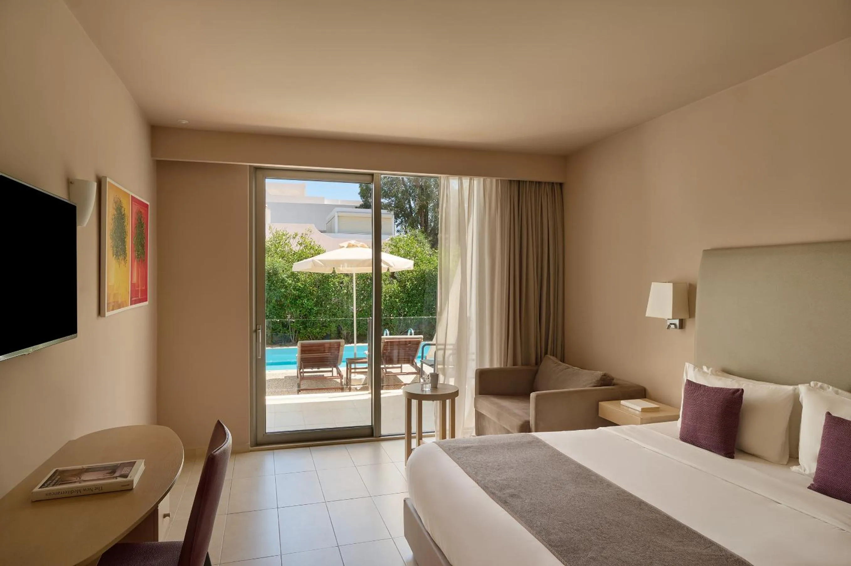 Bed in Atlantica Akti Zeus Hotel