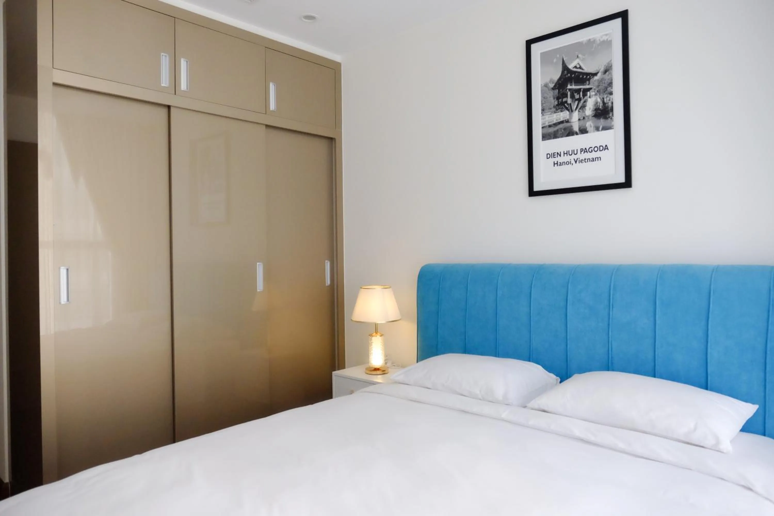 Bedroom, Bed in Aspaces Serviced Apartments - Vinhomes West Point