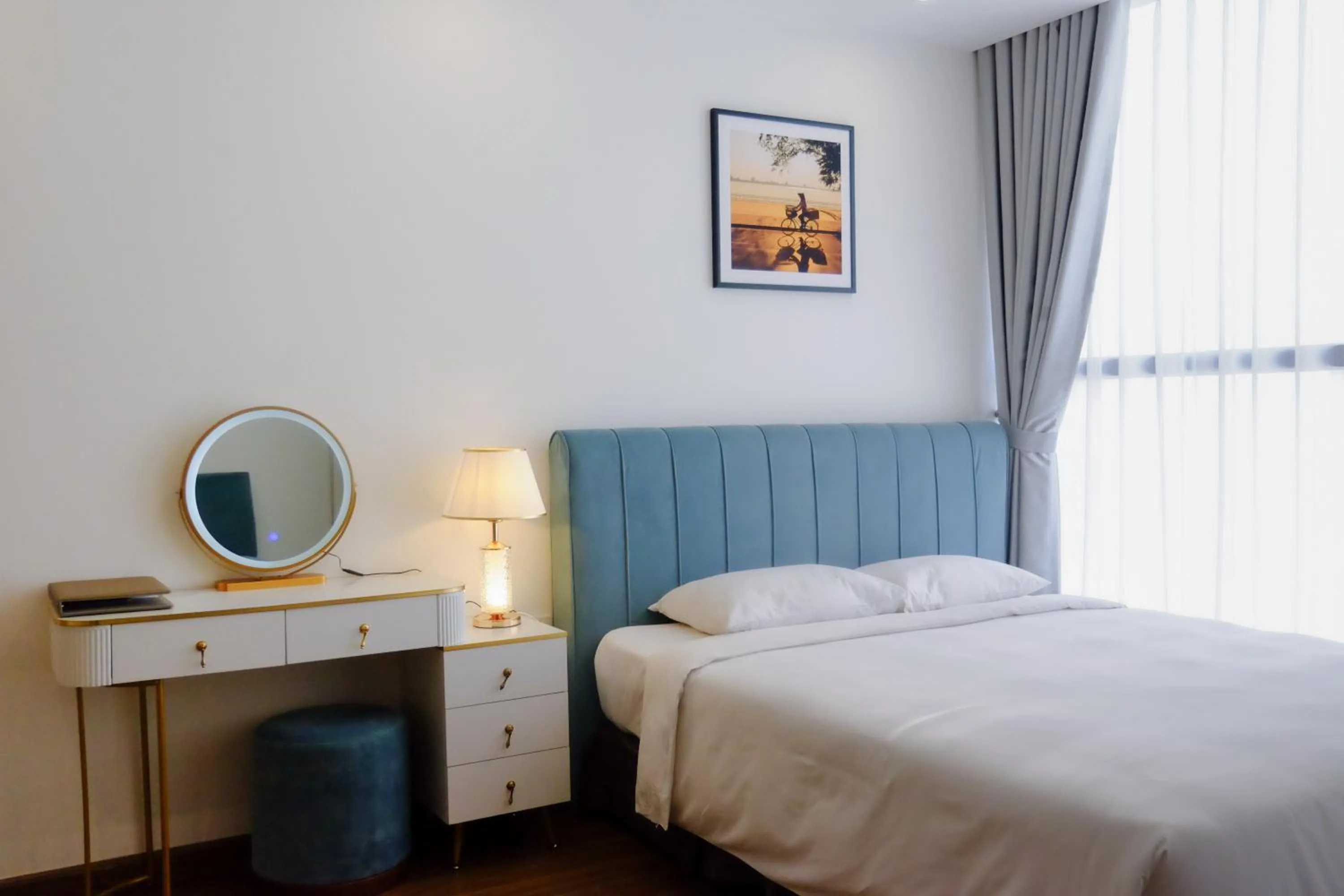 Bedroom, Bed in Aspaces Serviced Apartments - Vinhomes West Point