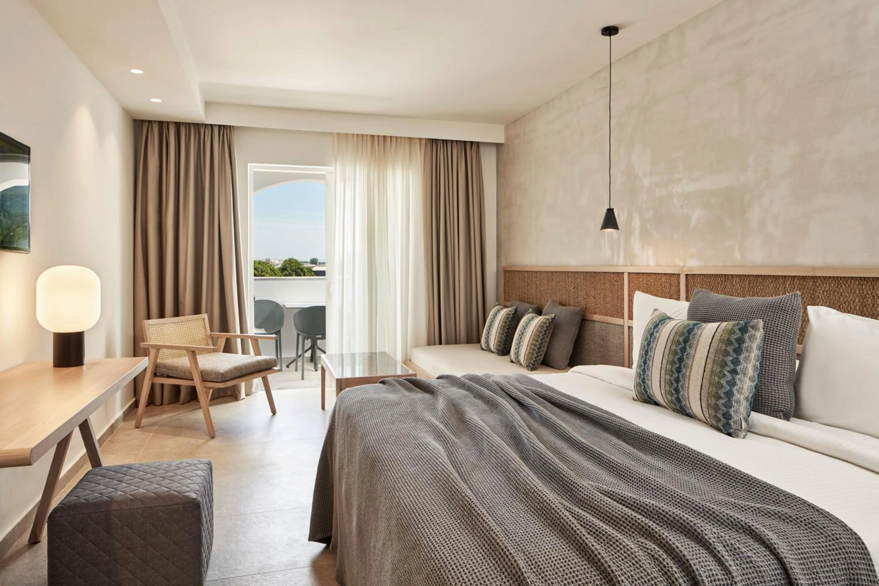 Bedroom, Bed in Atlantica Marmari Palace