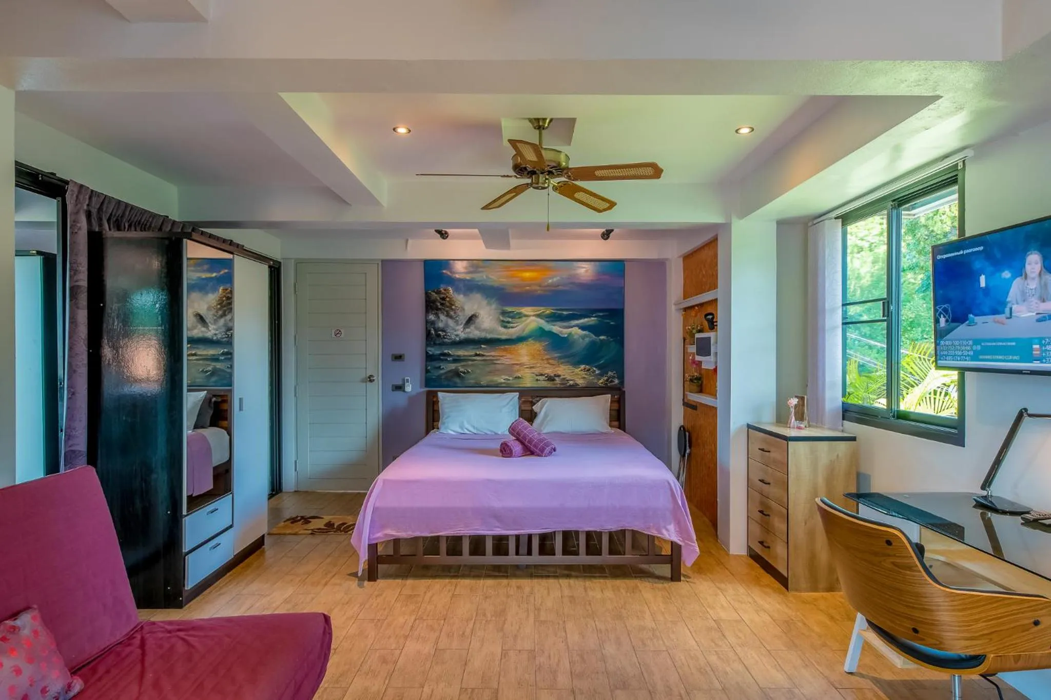 Bed in Penthouse Crystal Bay Apartments