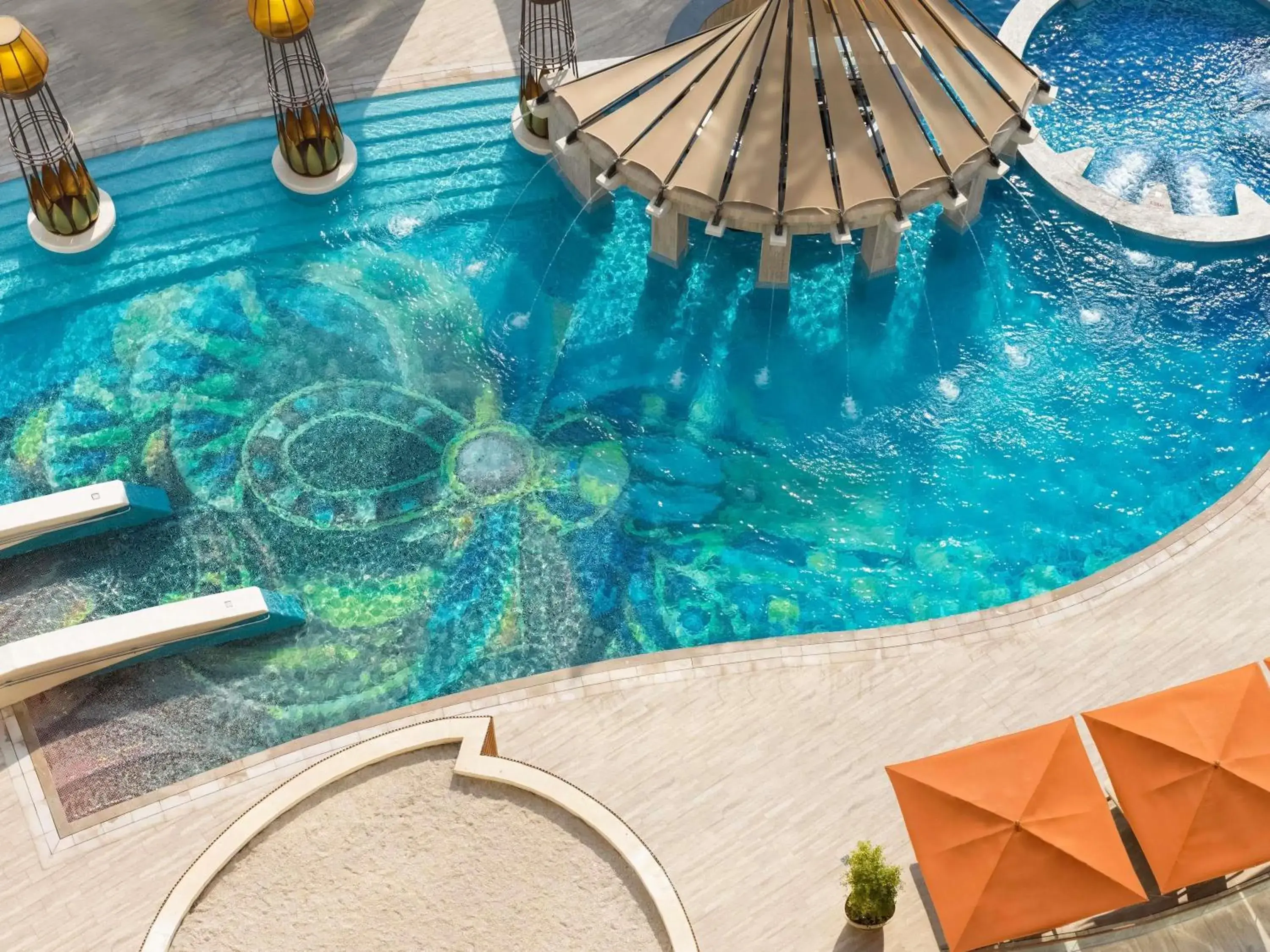 Pool view in Raffles Dubai Pool view in Raffles Dubai