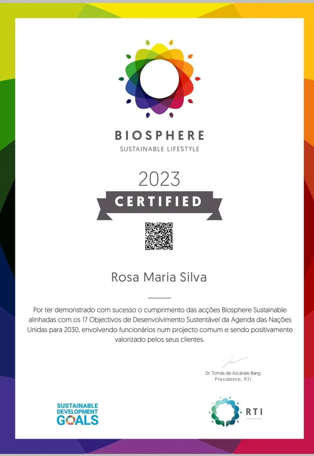 Certificate/Award in Refugio Das Origens