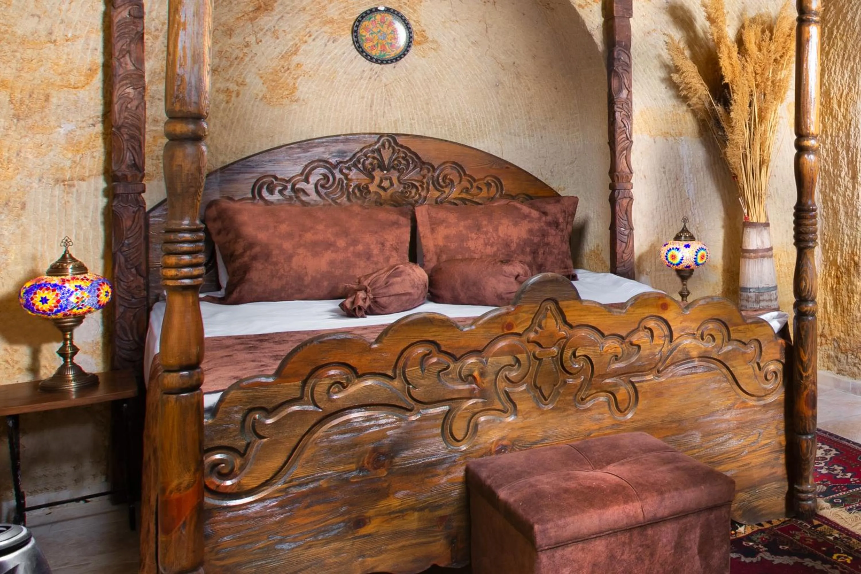 Bed in Romantic Cave Hotel