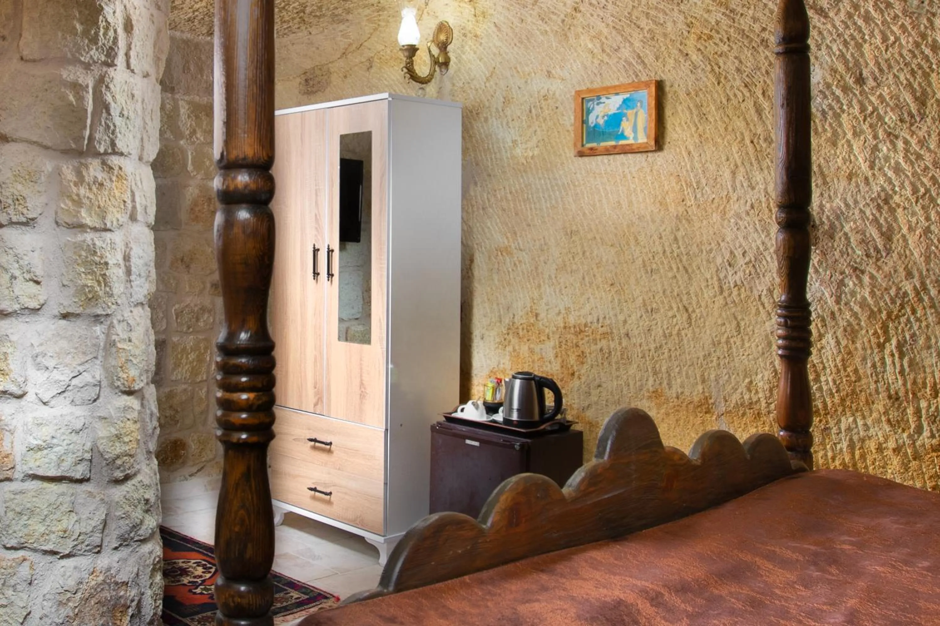 Bed in Romantic Cave Hotel