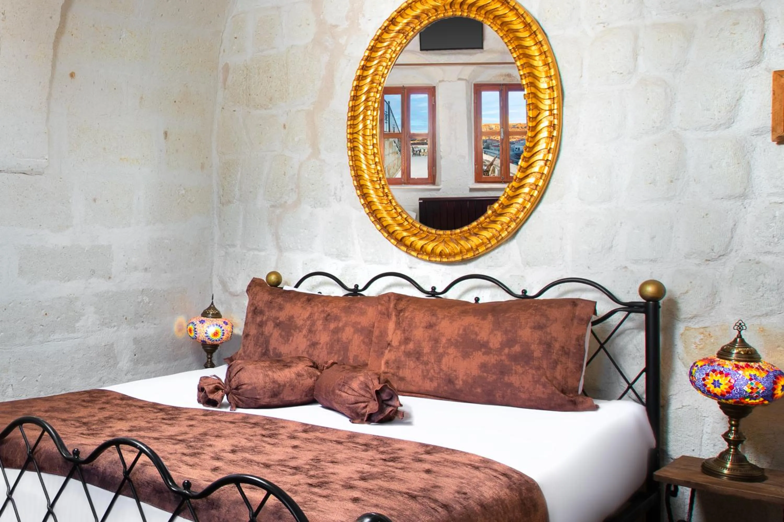 Bed in Romantic Cave Hotel