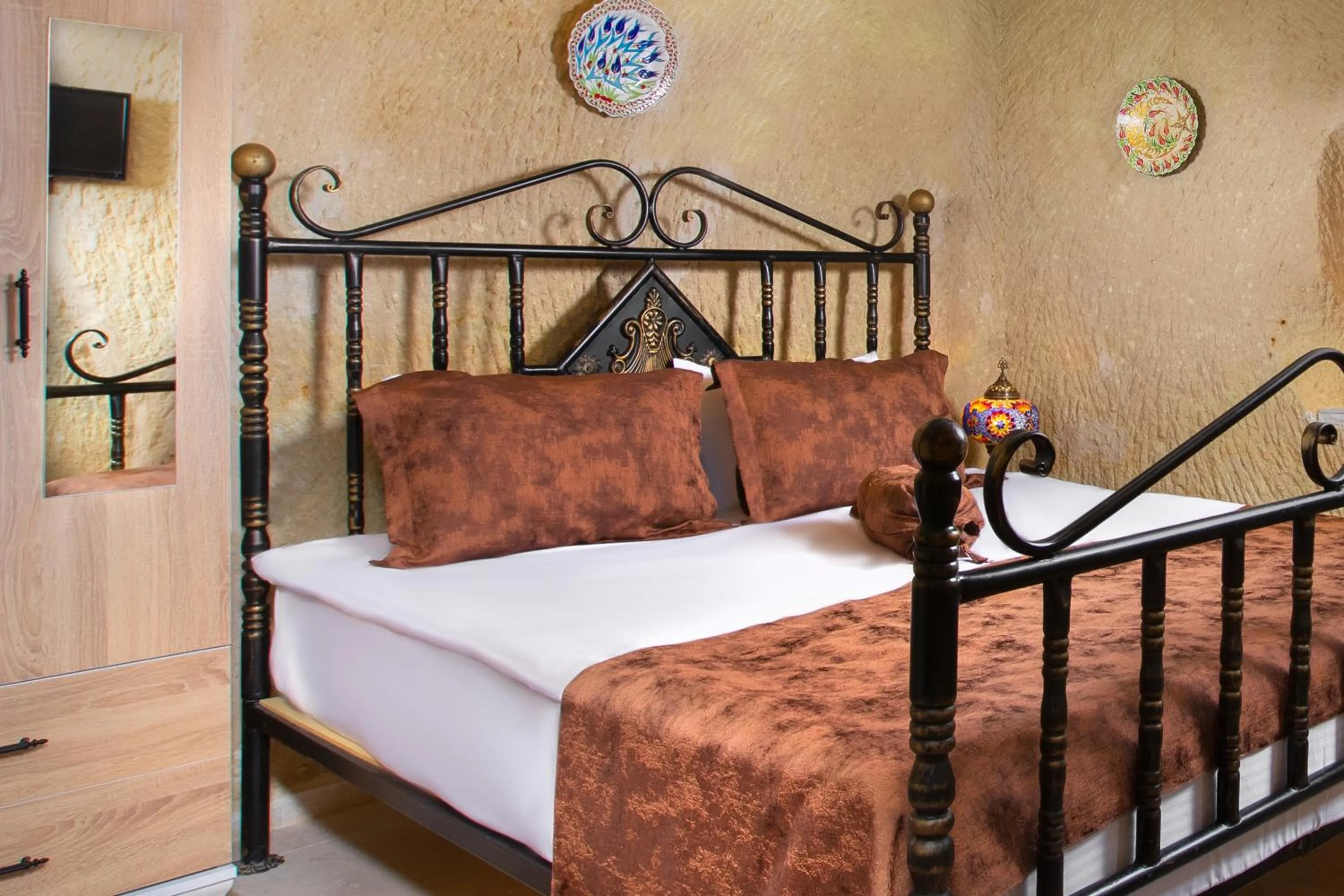 Bed in Romantic Cave Hotel