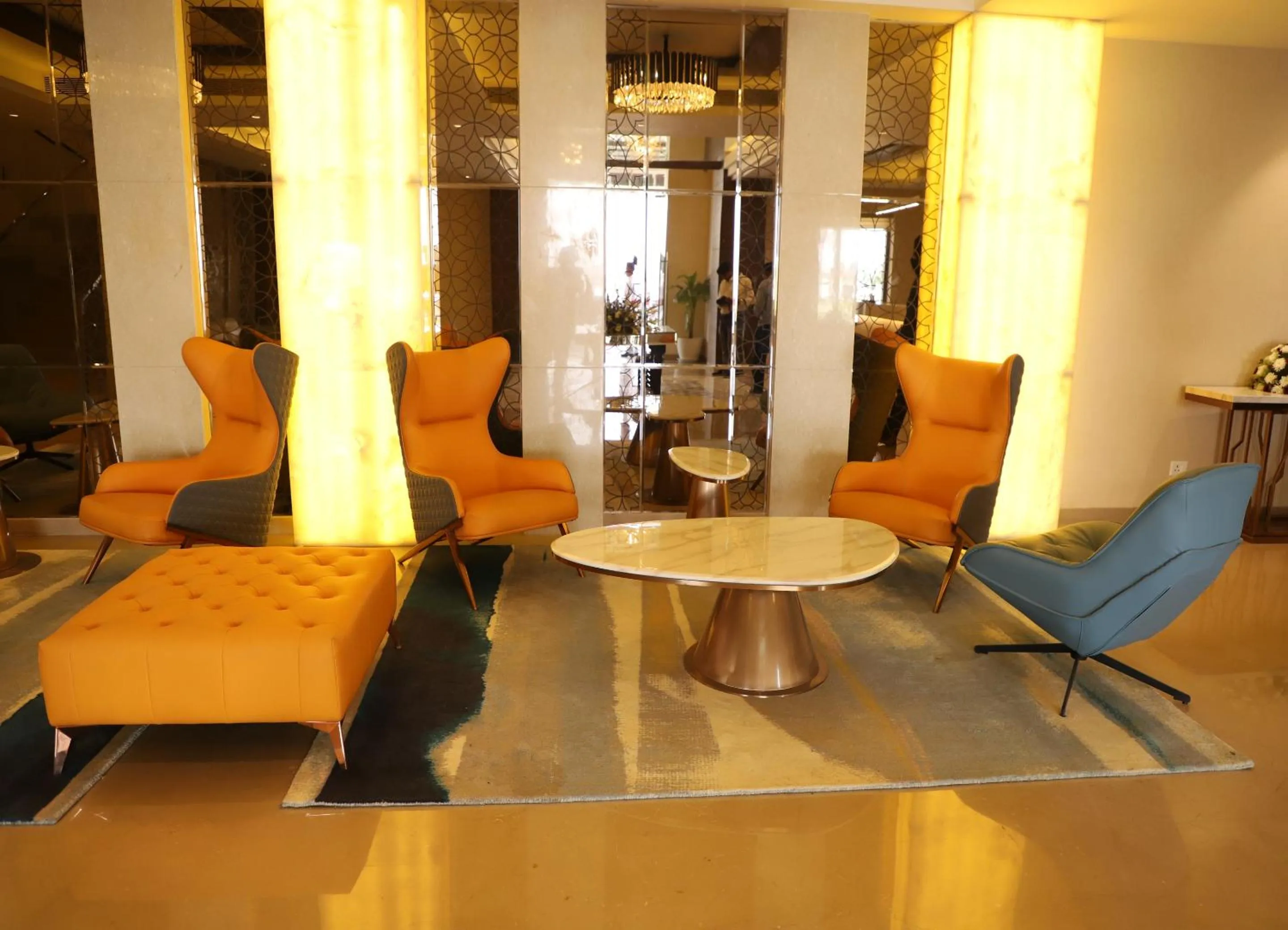 Seating area in Geeta Sarovar Portico, Panipat