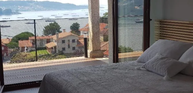 Bed in Mirador Ría de Aldán Apartamentos