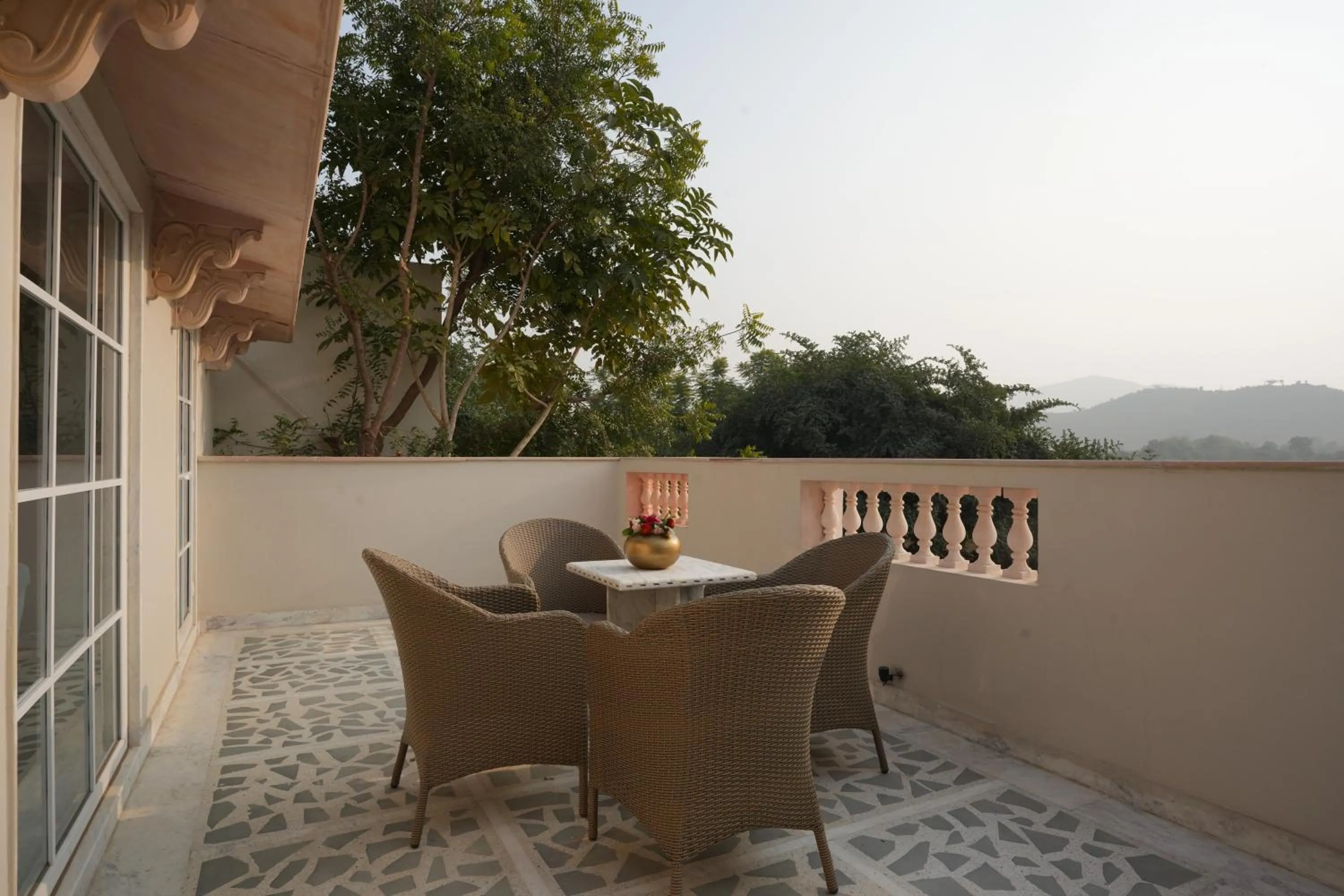 Dining area in Astroport Sariska Treetop by Eight Continents