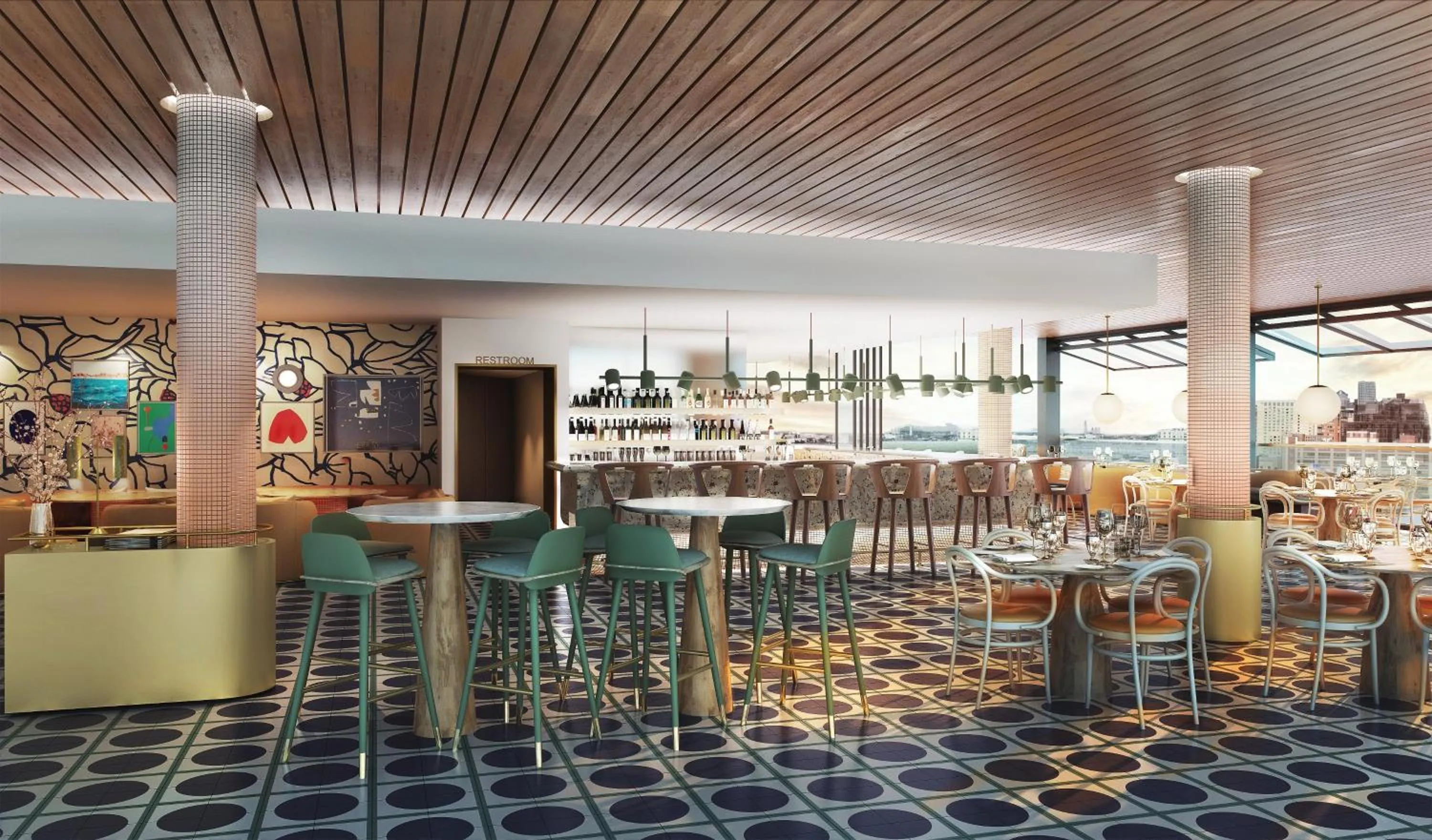 Swimming pool in Omni Boston Hotel at the Seaport