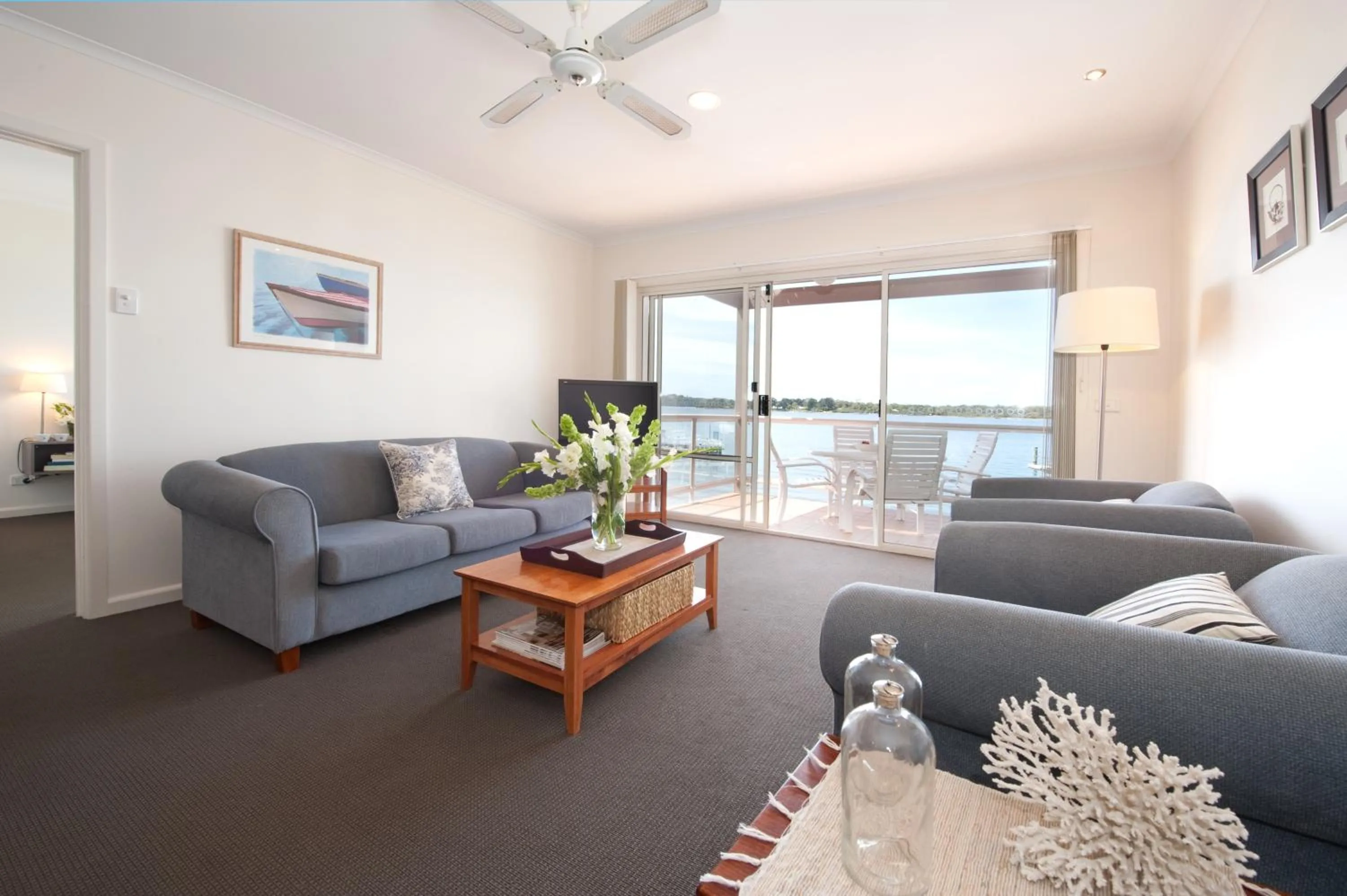 Living room in The Moorings at Metung