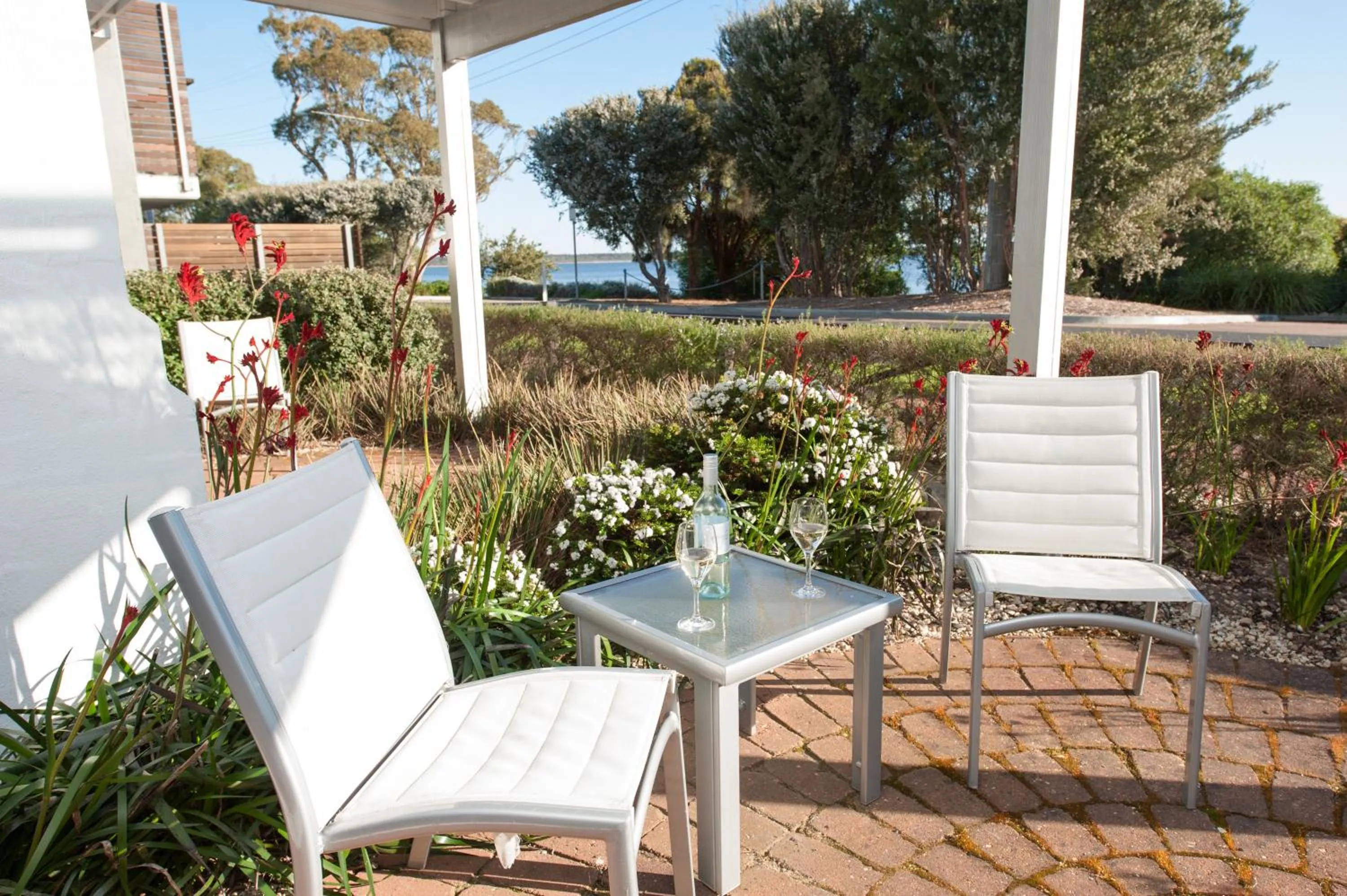 Patio in The Moorings at Metung