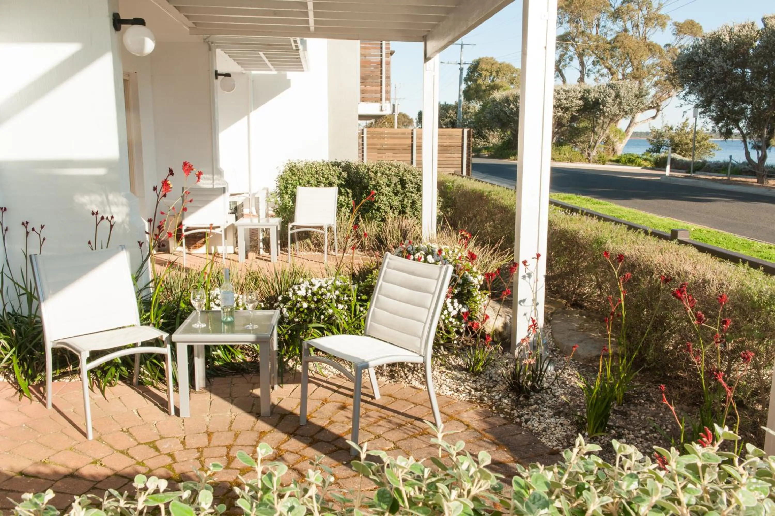 Garden view in The Moorings at Metung