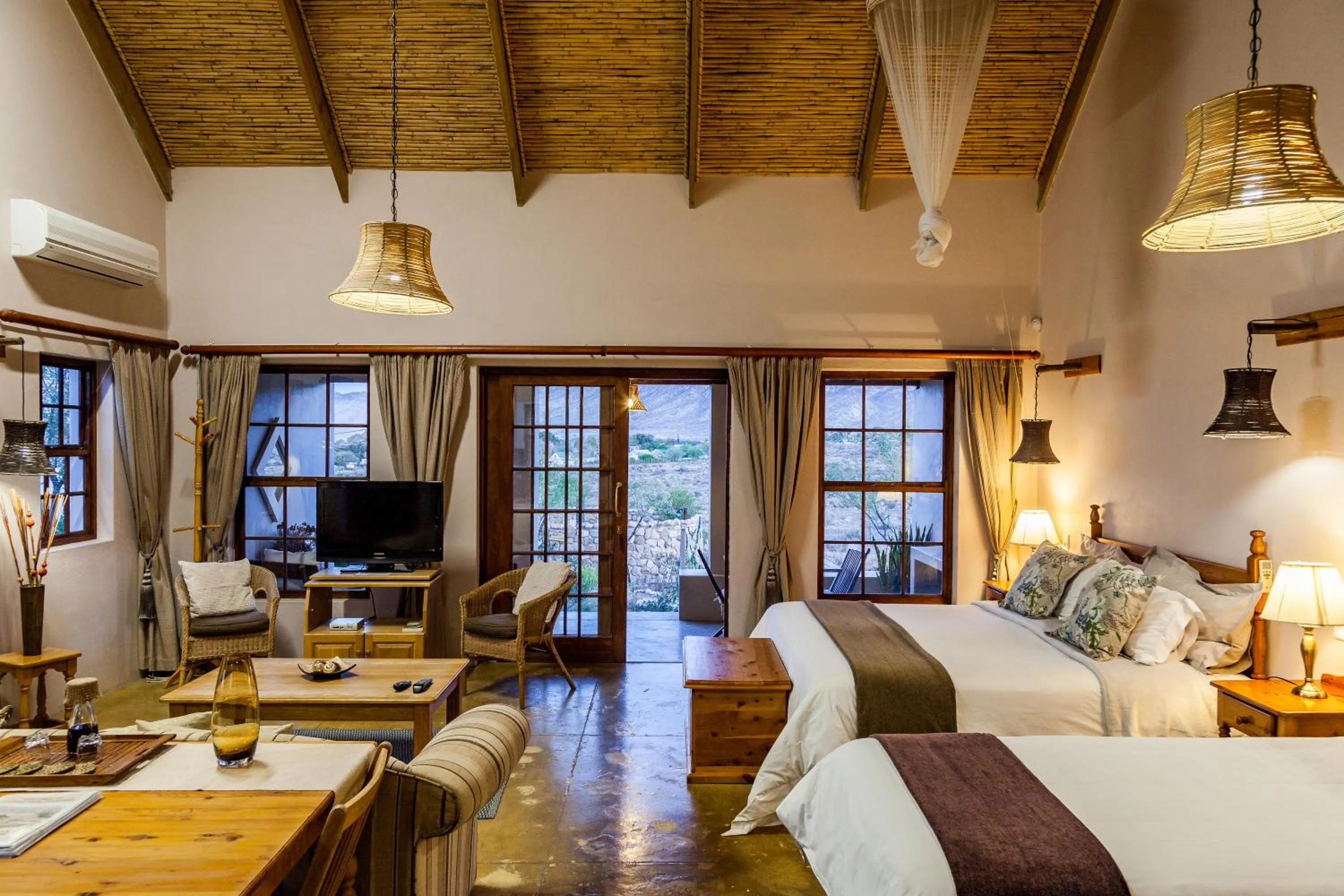 Bed in Karoo View Cottages