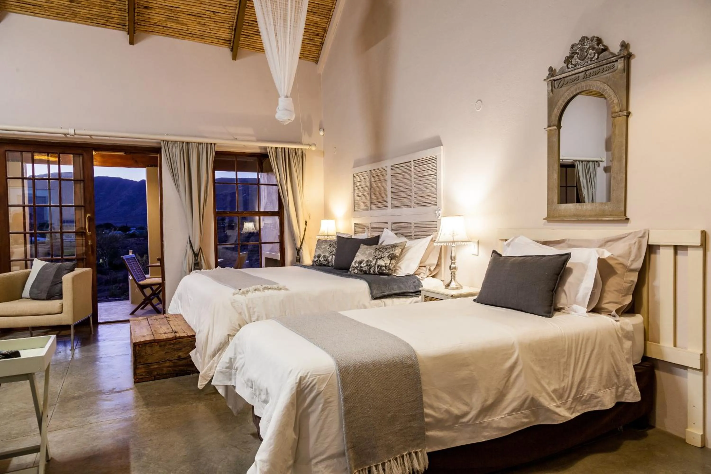 Bed in Karoo View Cottages