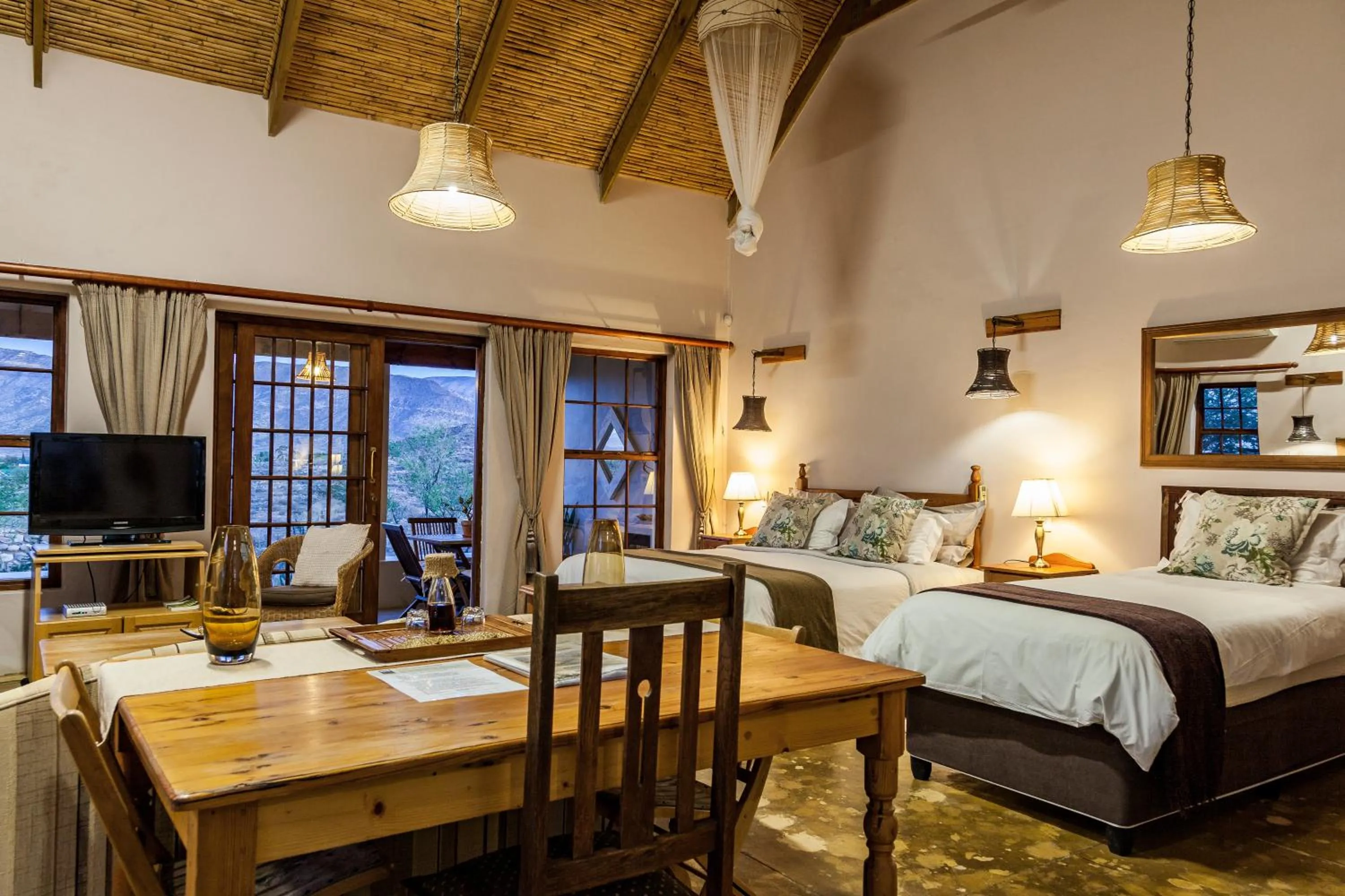 Bed in Karoo View Cottages