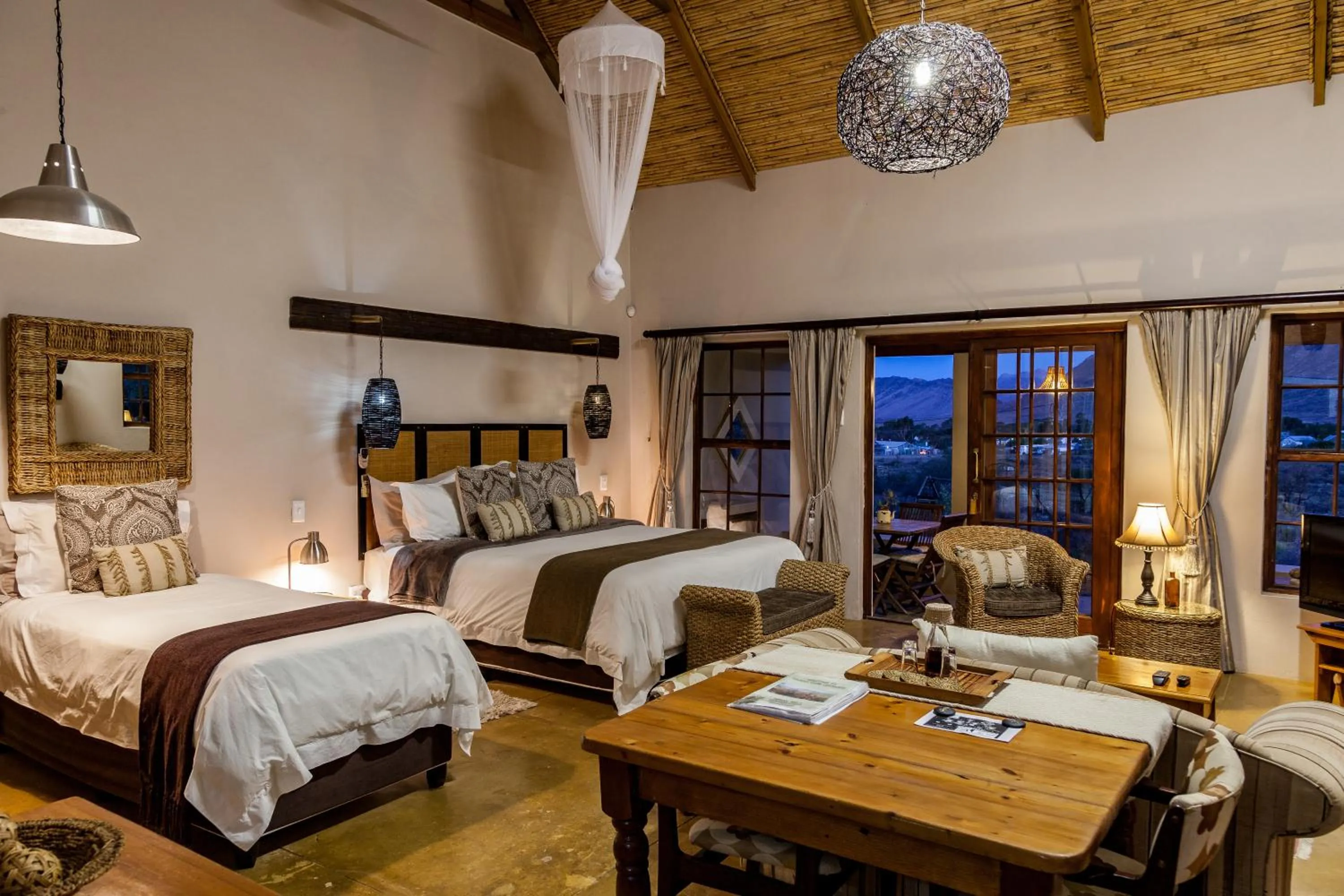 Bed in Karoo View Cottages