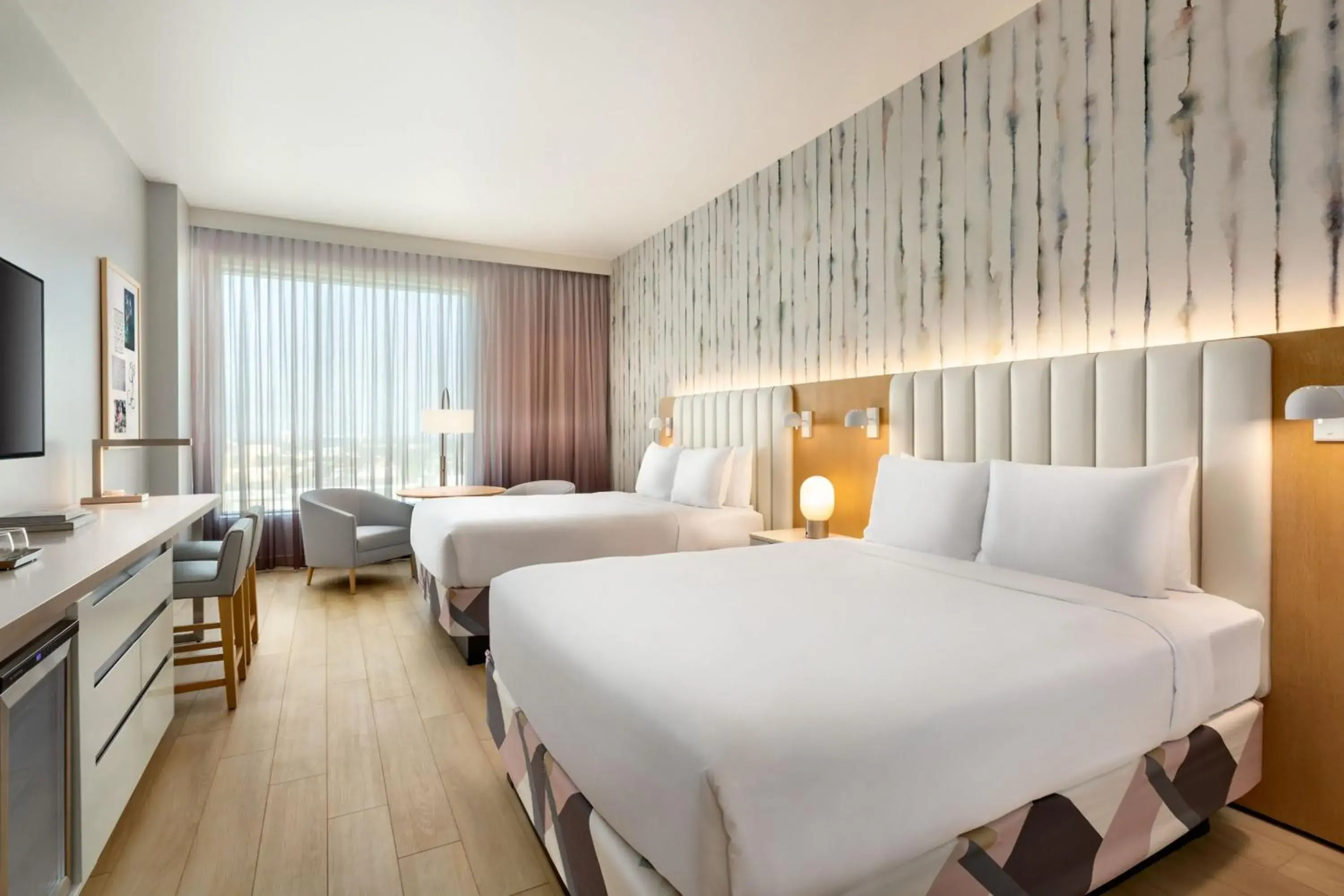 Queen Room with Two Queen Beds and Park View in The Viv Hotel, Anaheim, a Tribute Portfolio Hotel Queen Room with Two Queen Beds and Park View in The Viv Hotel, Anaheim, a Tribute Portfolio Hotel