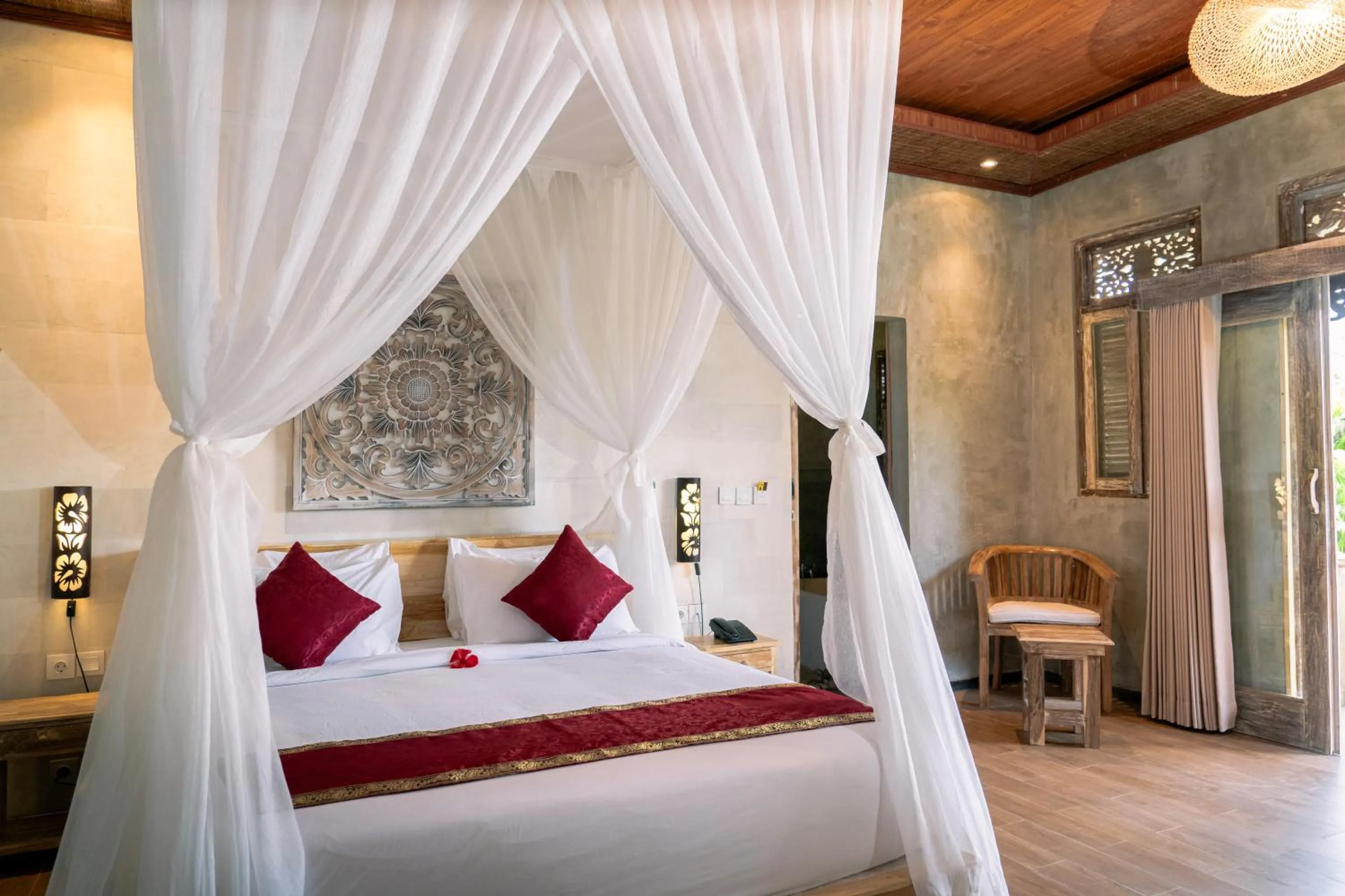 Bed in Aswanaya Villas Ubud