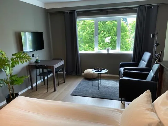 Seating area in Magnolia House Norrviken