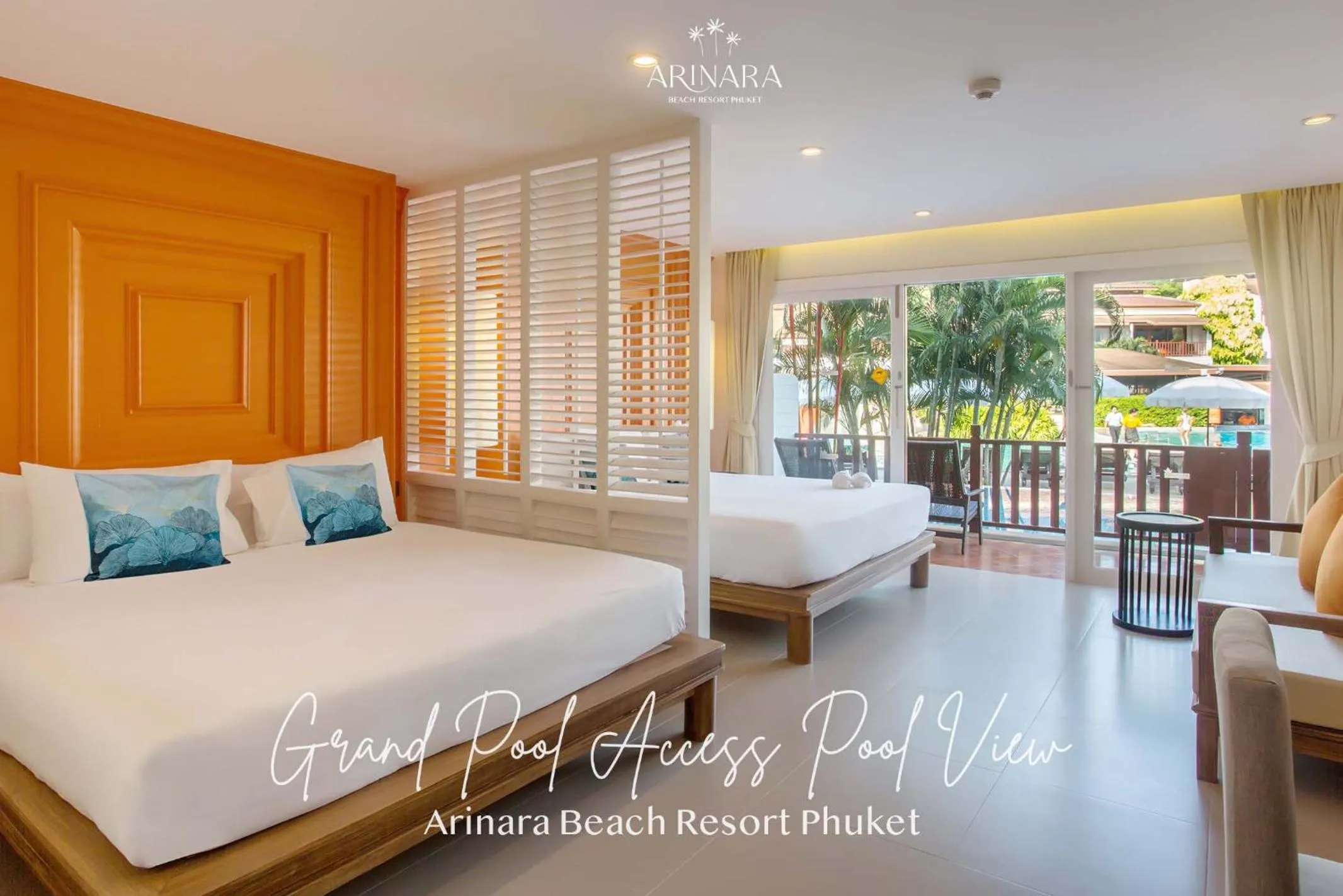 Pool view, Bed in Arinara Beach Resort Phuket - SHA Extra Plus