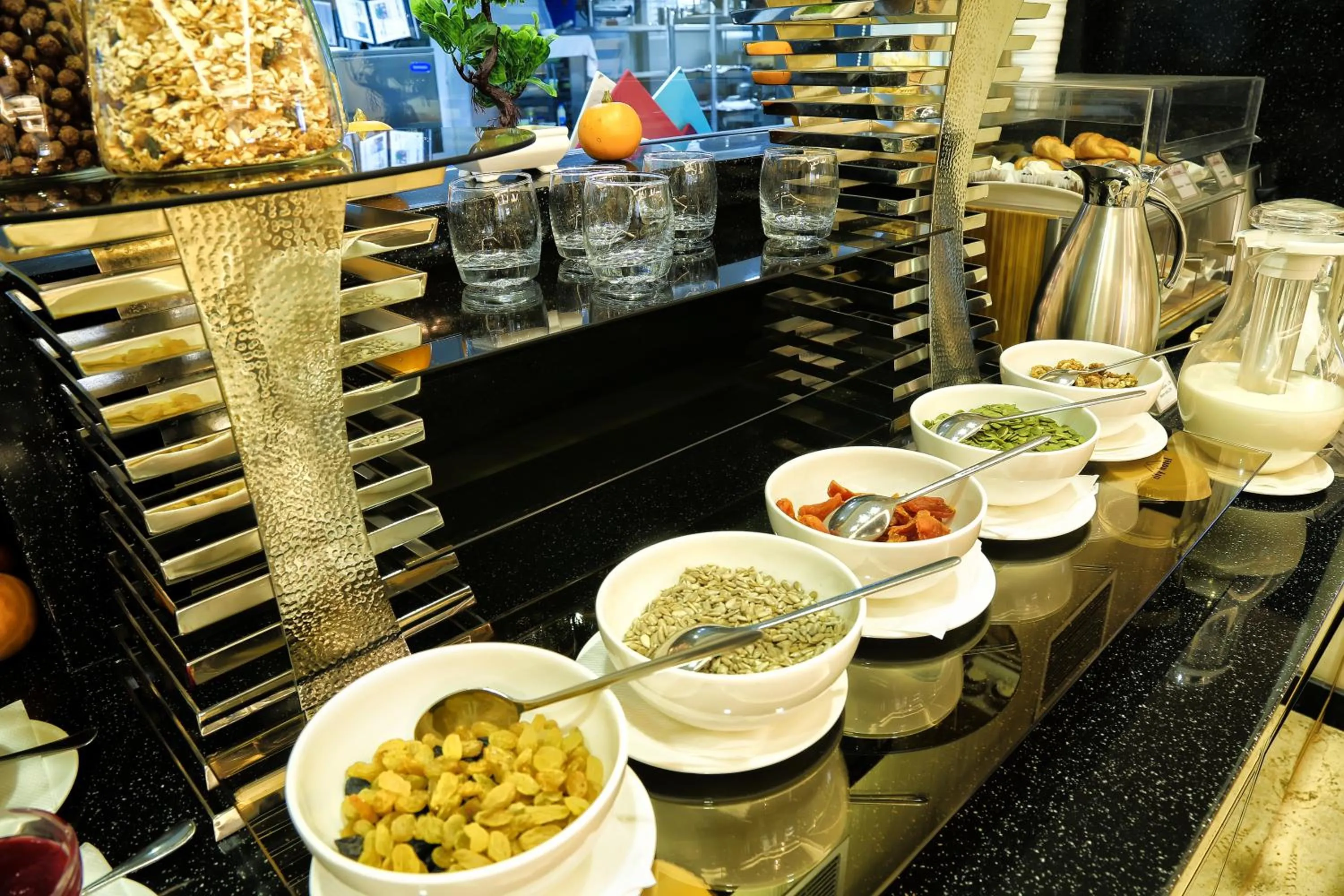 American breakfast in City Hotel Bishkek