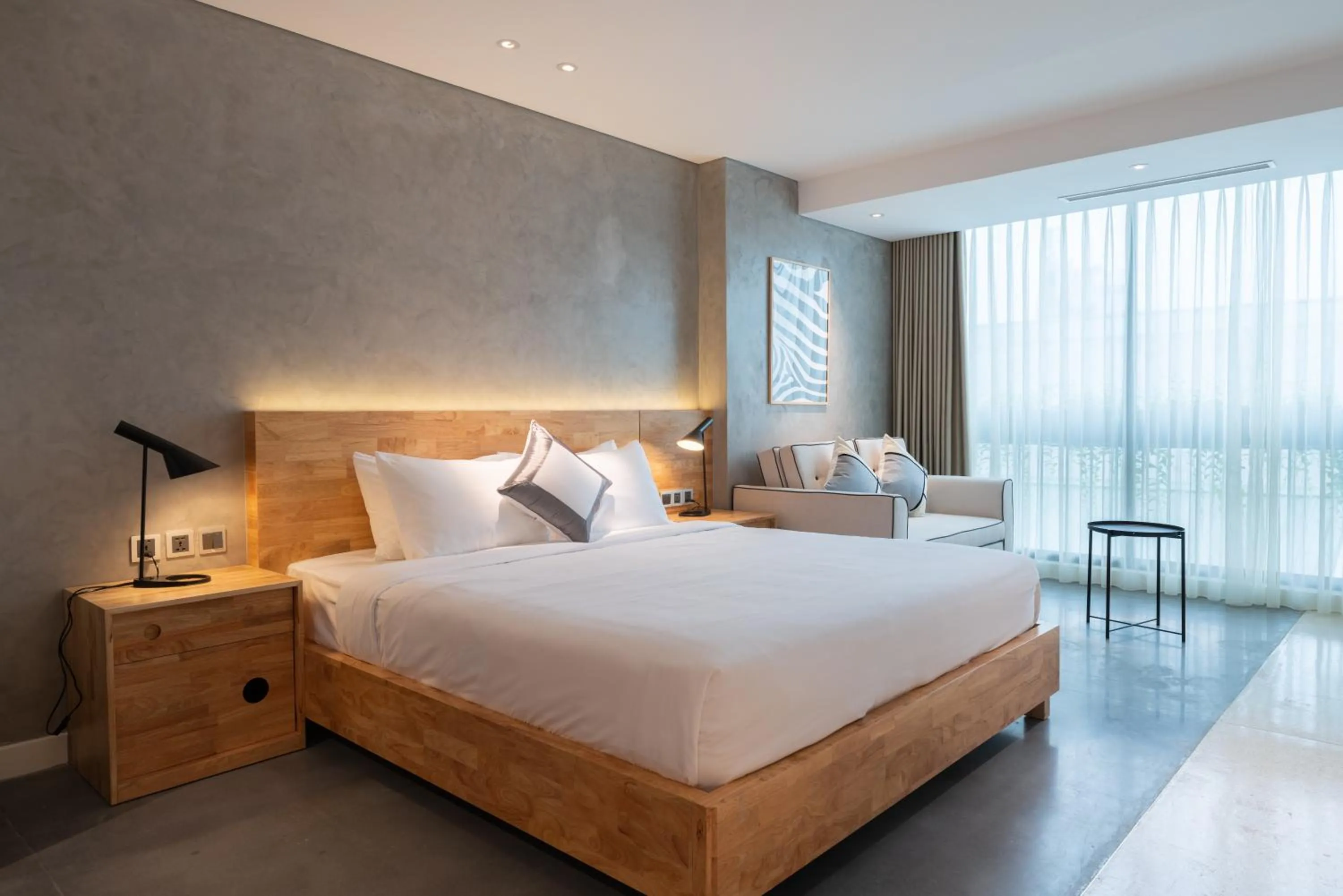 Bed in Bi Eco Suites Hanoi