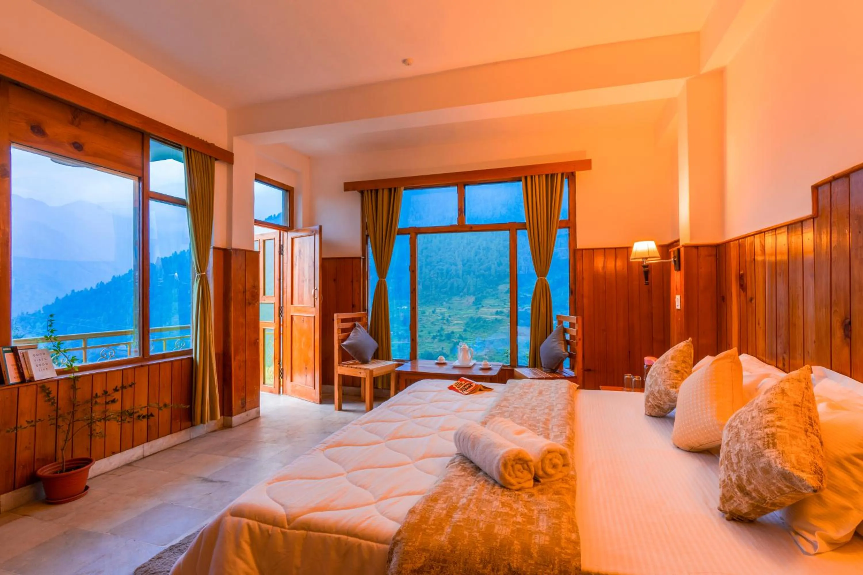 Natural landscape, Bed in Zostel Shangarh, Kullu