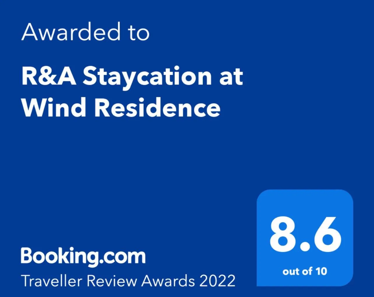 Certificate/Award in R&A Staycation at Wind Residence