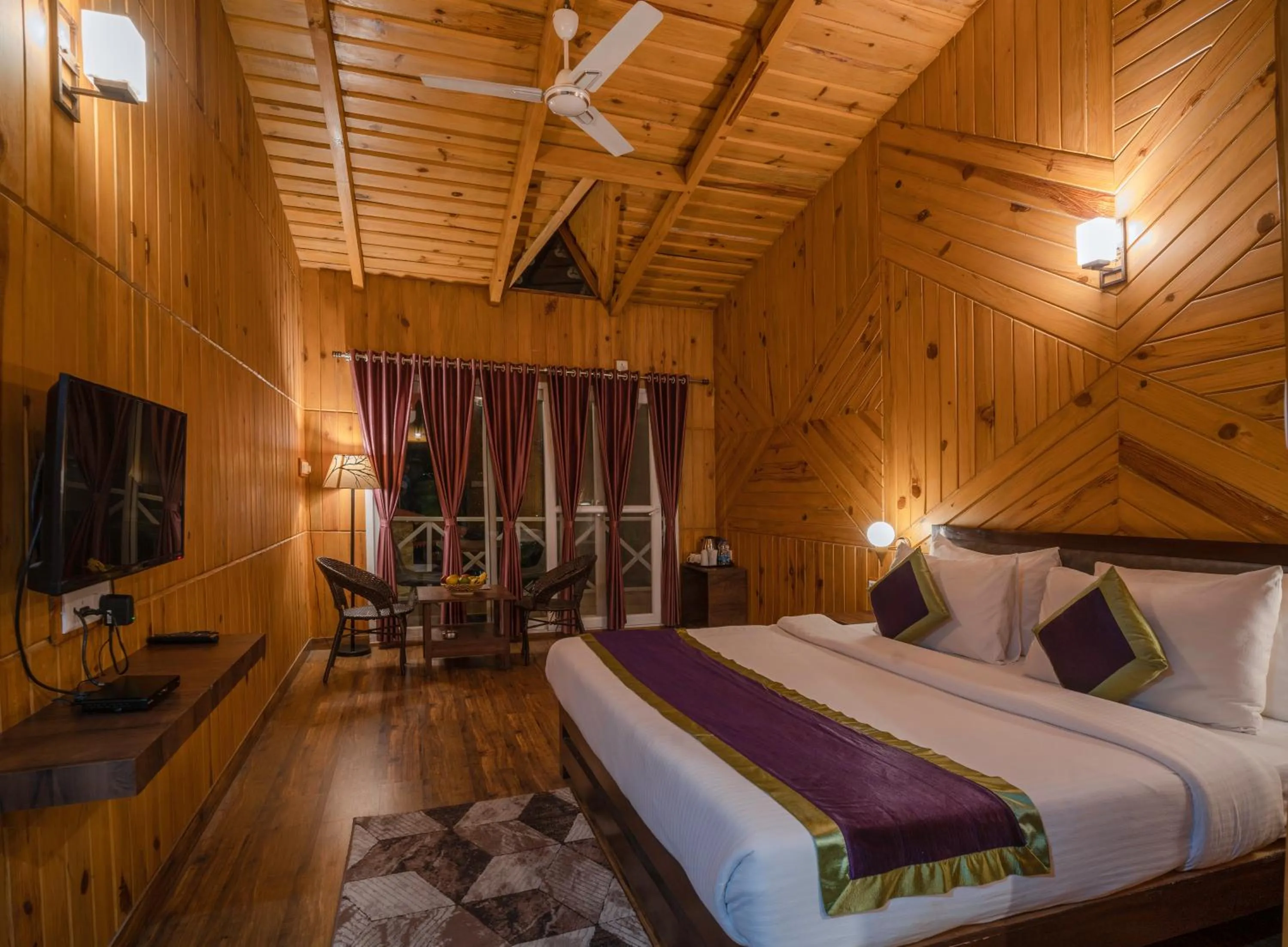 Seating area, Bed in The Nature's Green Resort, Bhimtal, Nainital