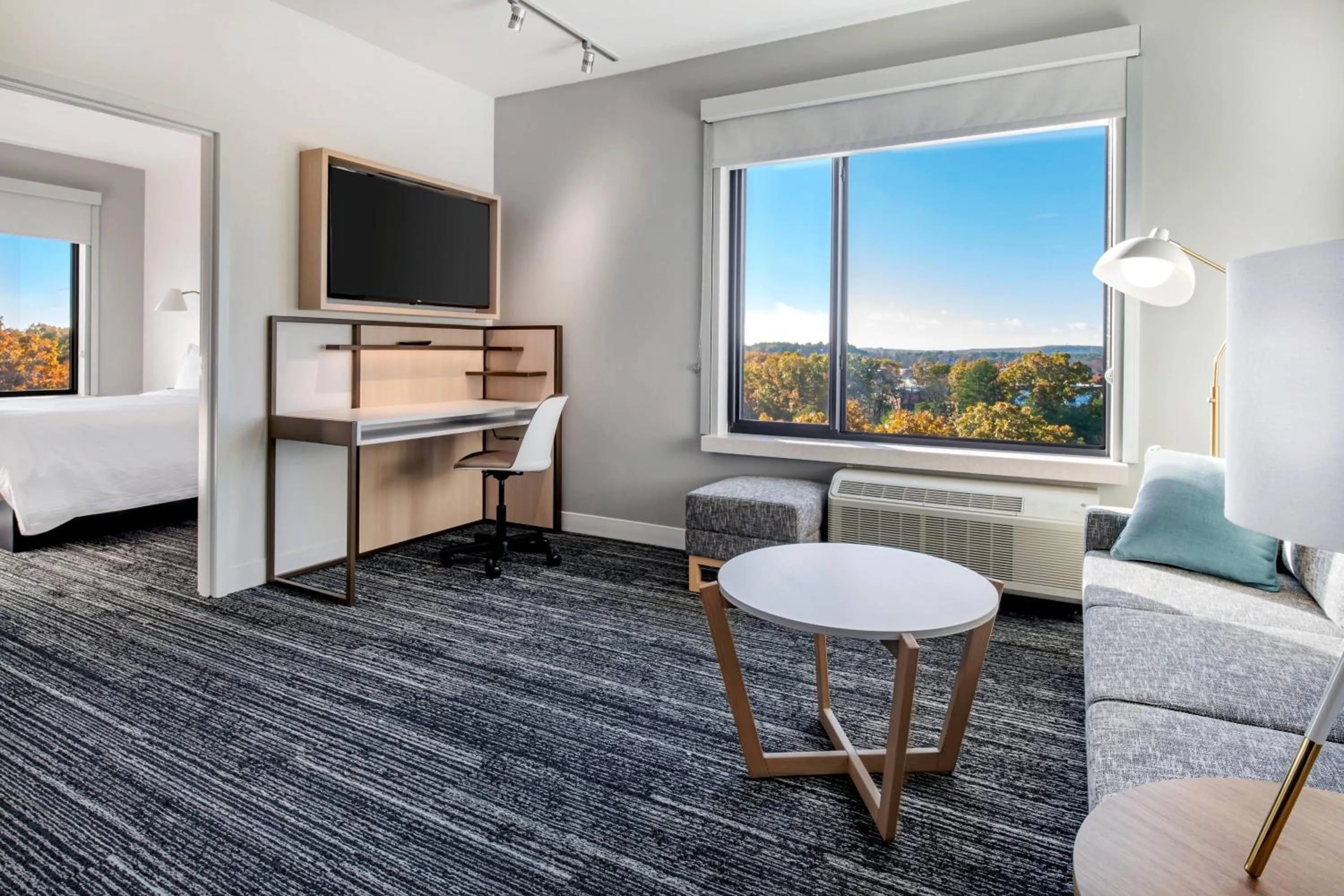 Living room, Bed in TownePlace Suites By Marriott Wrentham Plainville