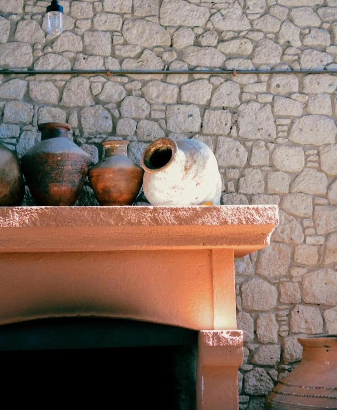 fireplace in Manastir Alacati Hotel