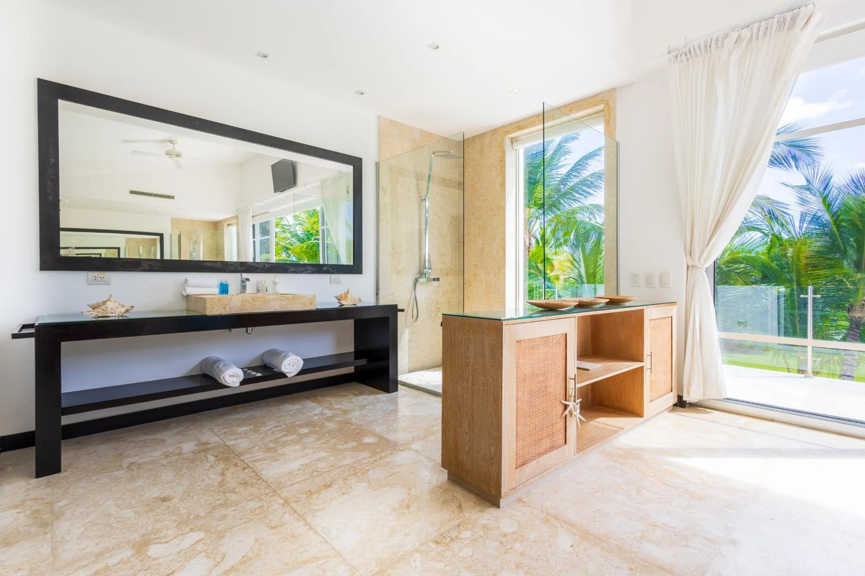 Shower, Bed in Luxury Rentals in Punta Cana - Exclusive Waterfall Villa with Private Pool, BBQ, Maid, Golf