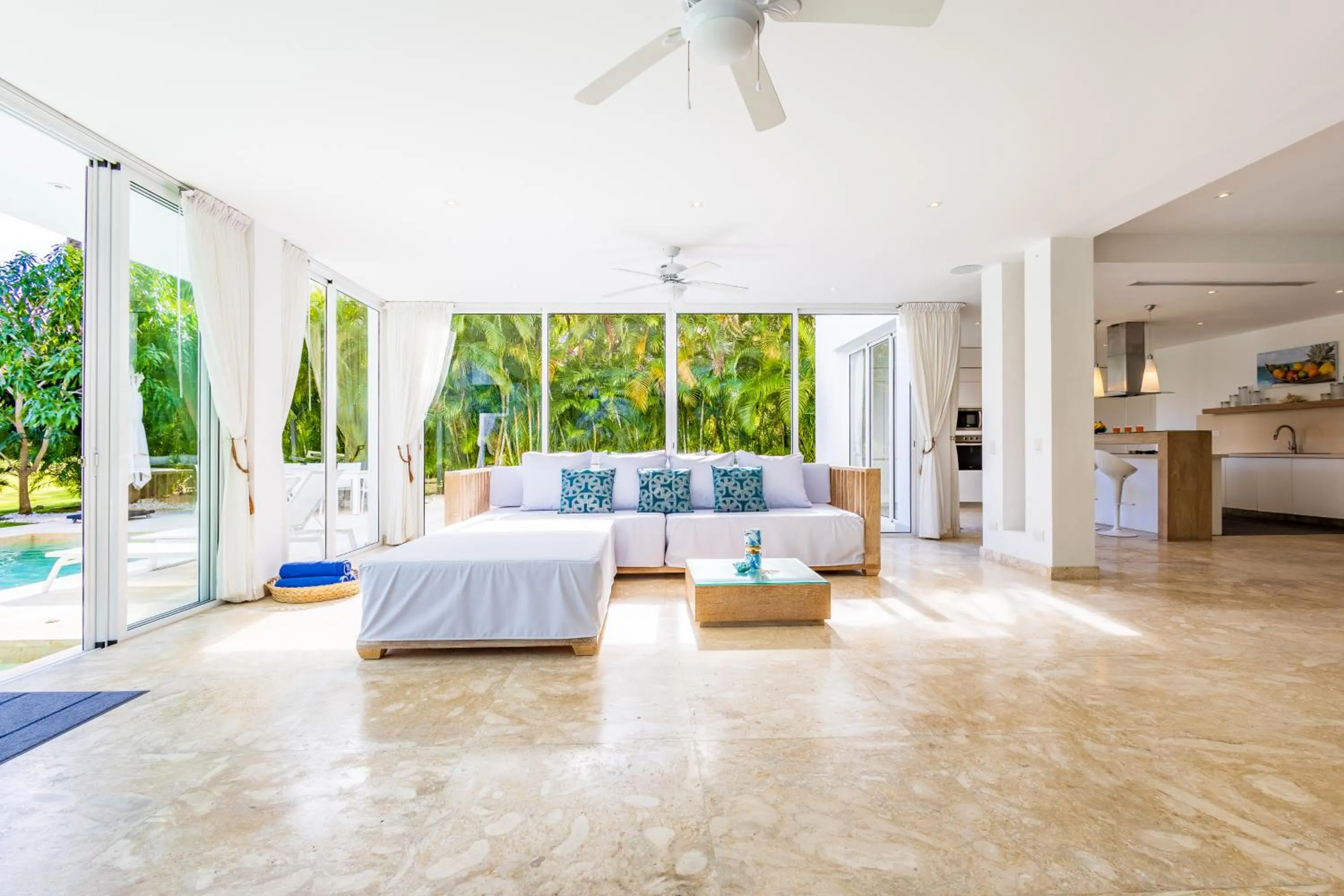 Living room in Luxury Rentals in Punta Cana - Exclusive Waterfall Villa with Private Pool, BBQ, Maid, Golf