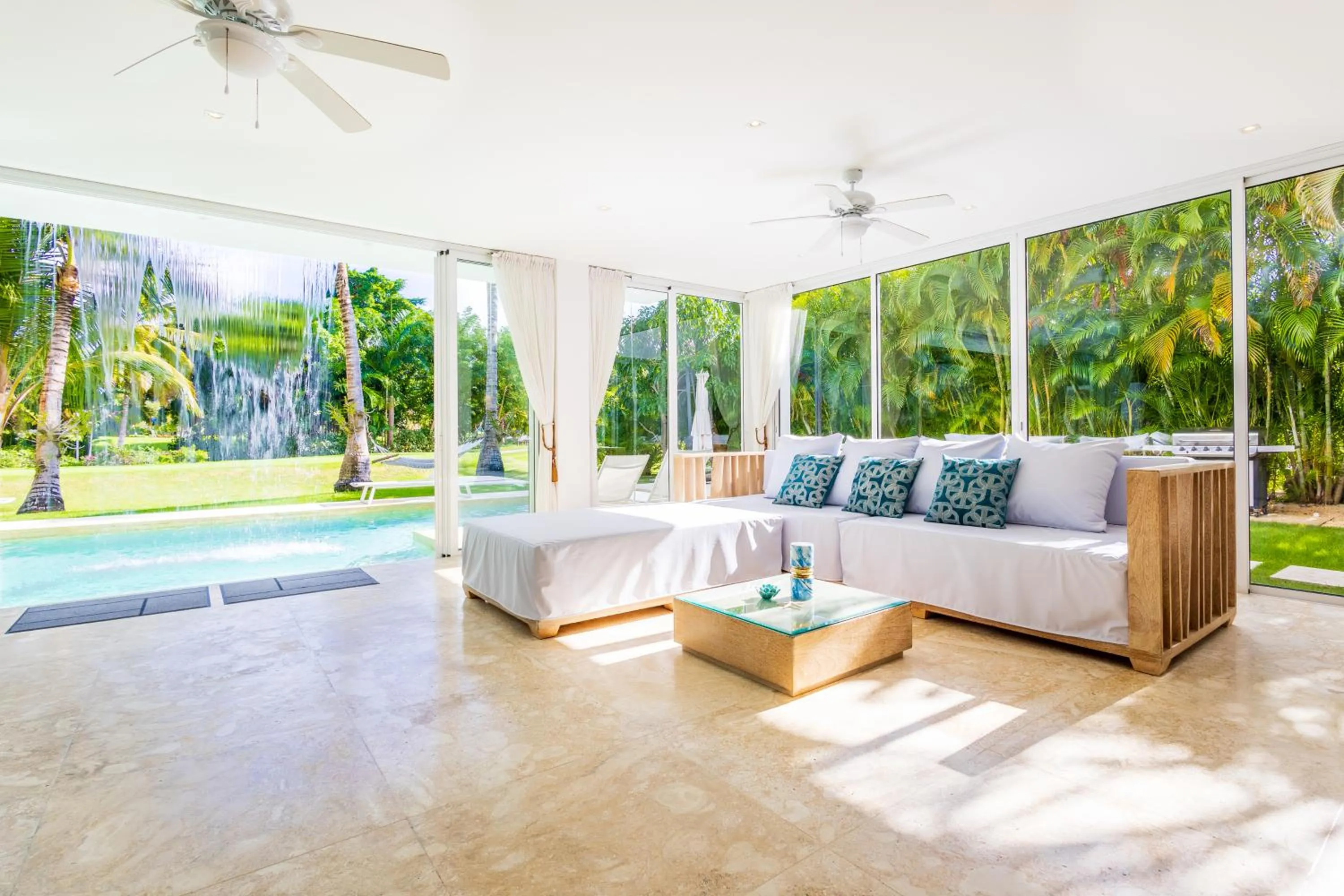 Garden in Luxury Rentals in Punta Cana - Exclusive Waterfall Villa with Private Pool, BBQ, Maid, Golf