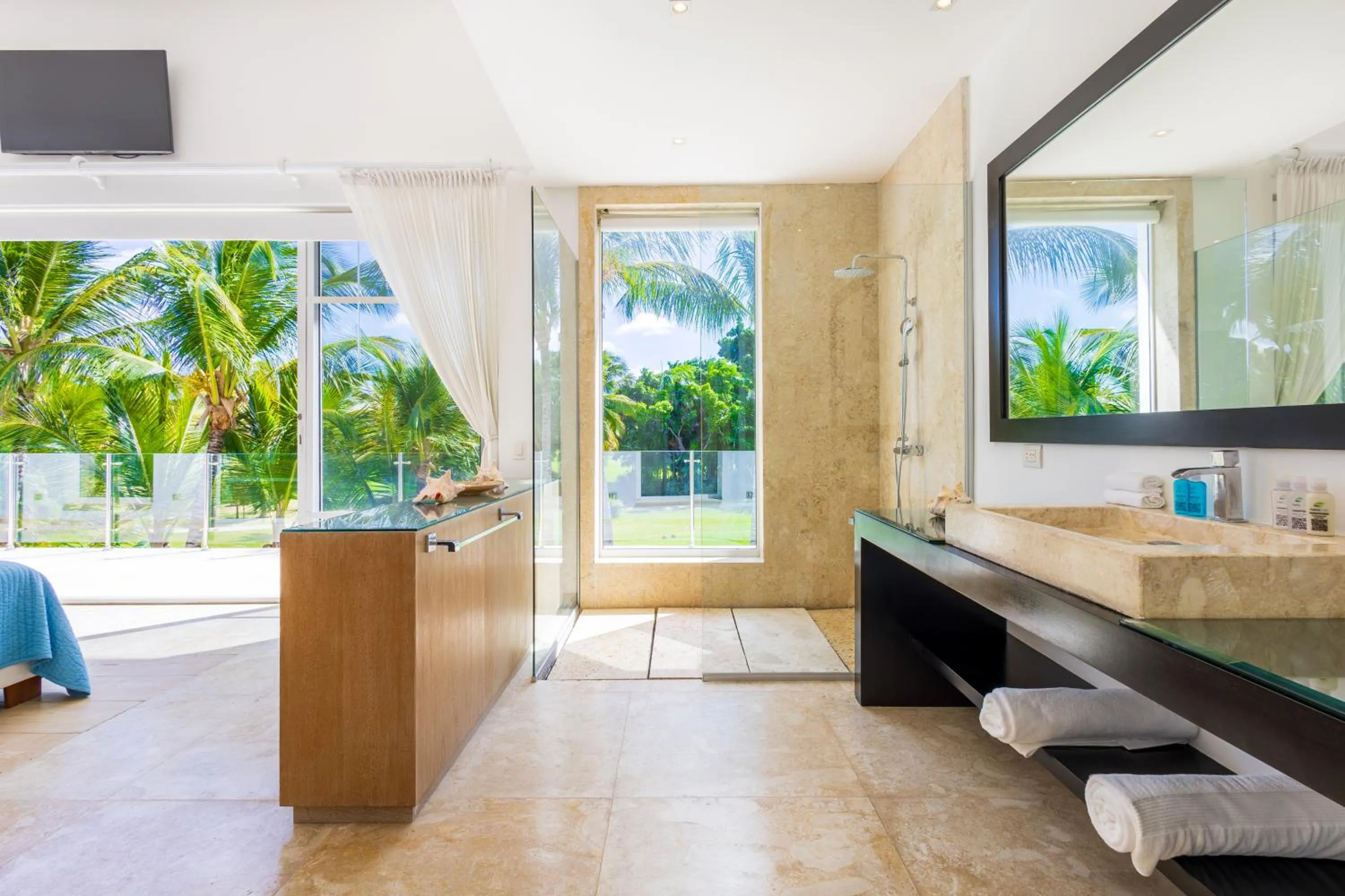 Shower in Luxury Rentals in Punta Cana - Exclusive Waterfall Villa with Private Pool, BBQ, Maid, Golf