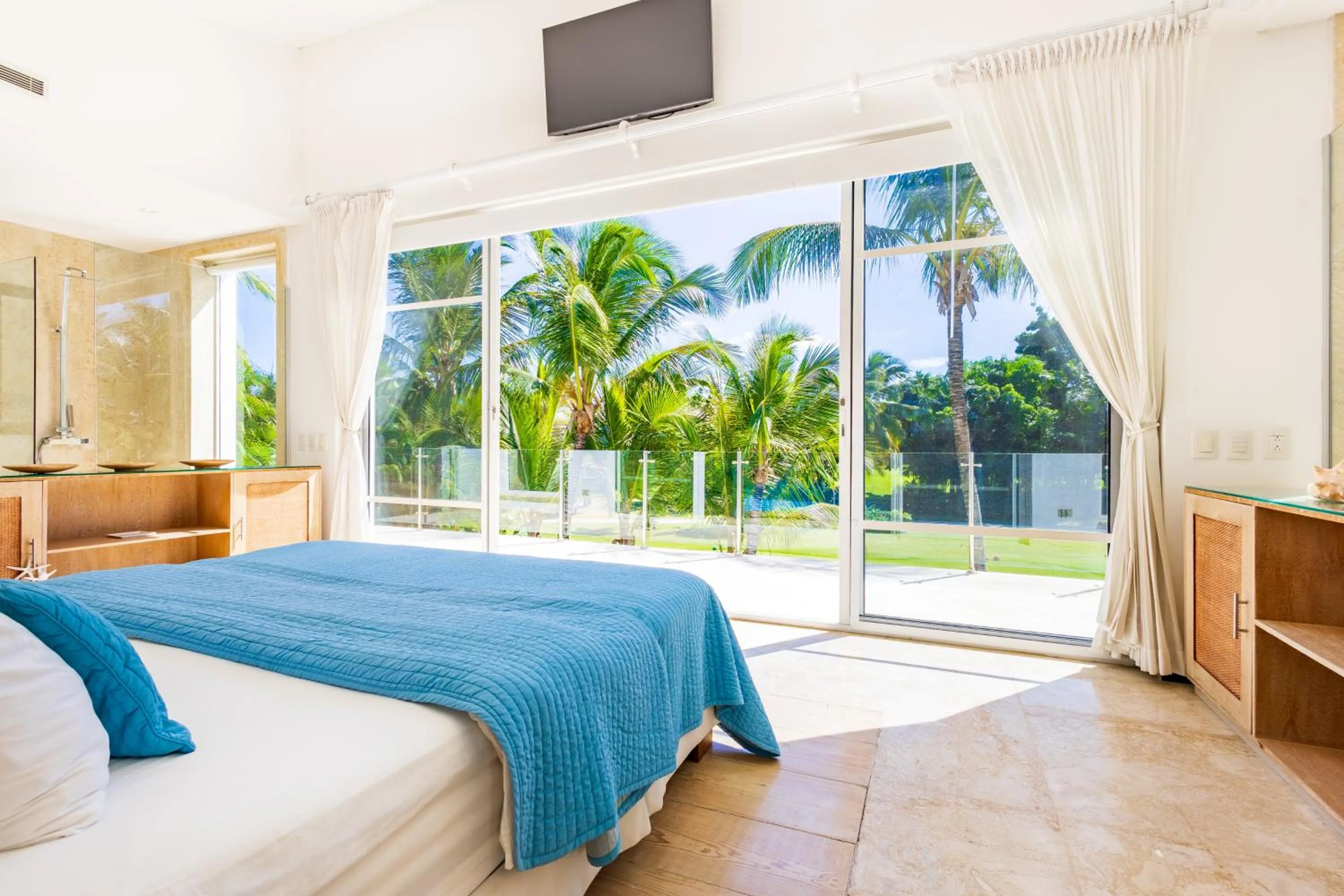 Bed in Luxury Rentals in Punta Cana - Exclusive Waterfall Villa with Private Pool, BBQ, Maid, Golf
